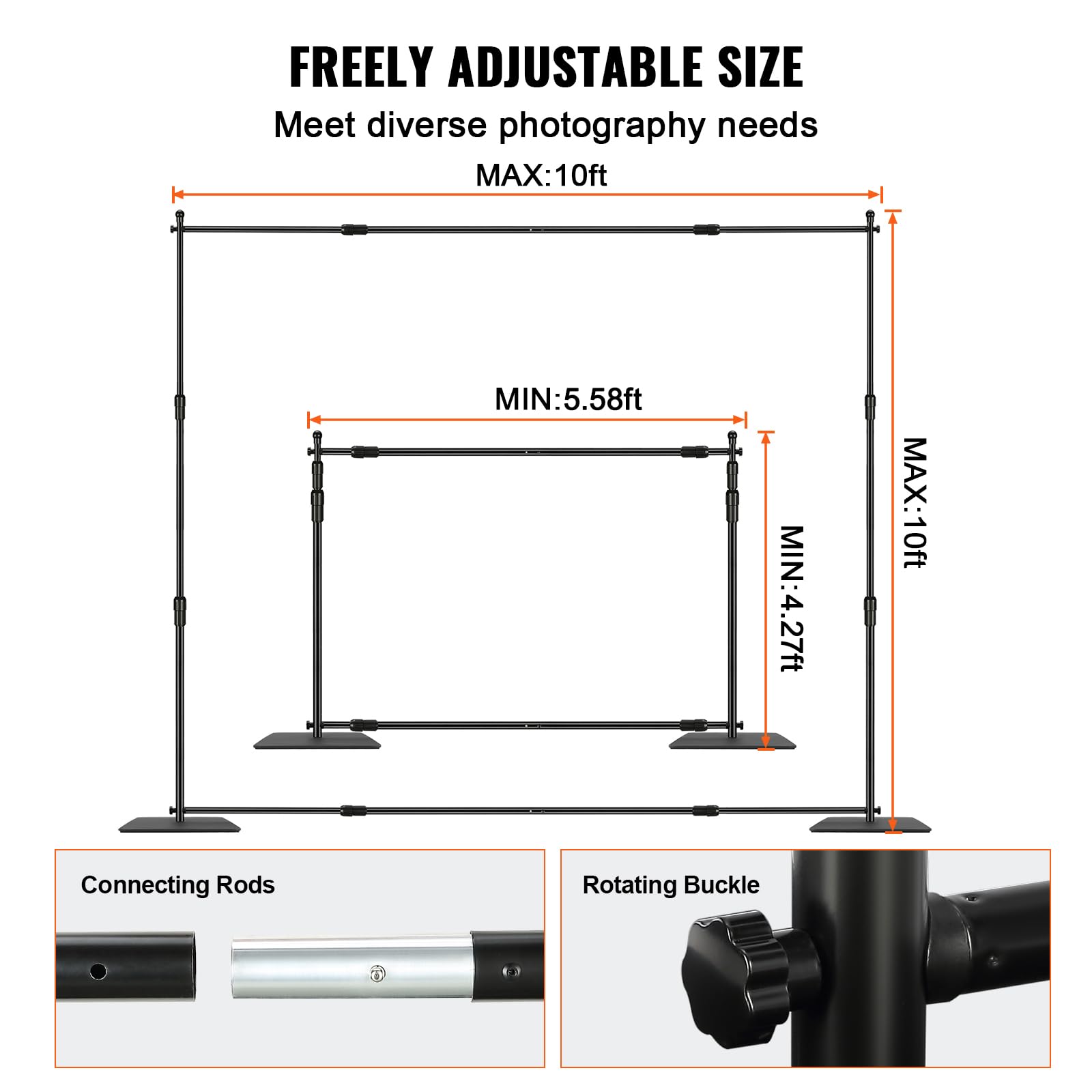 Foto 4 pulgar | Kit De Tubos Y Cortinas Vevor De 3 X 3 M Con Base De Acero Al Carbono - Venta Internacional.