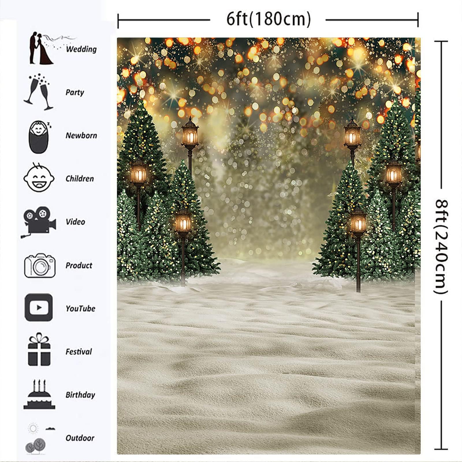 Foto 5 | Telón De Fondo Fotográfico Mocsicka Winter Forest Christmas 180x24 - Venta Internacional.