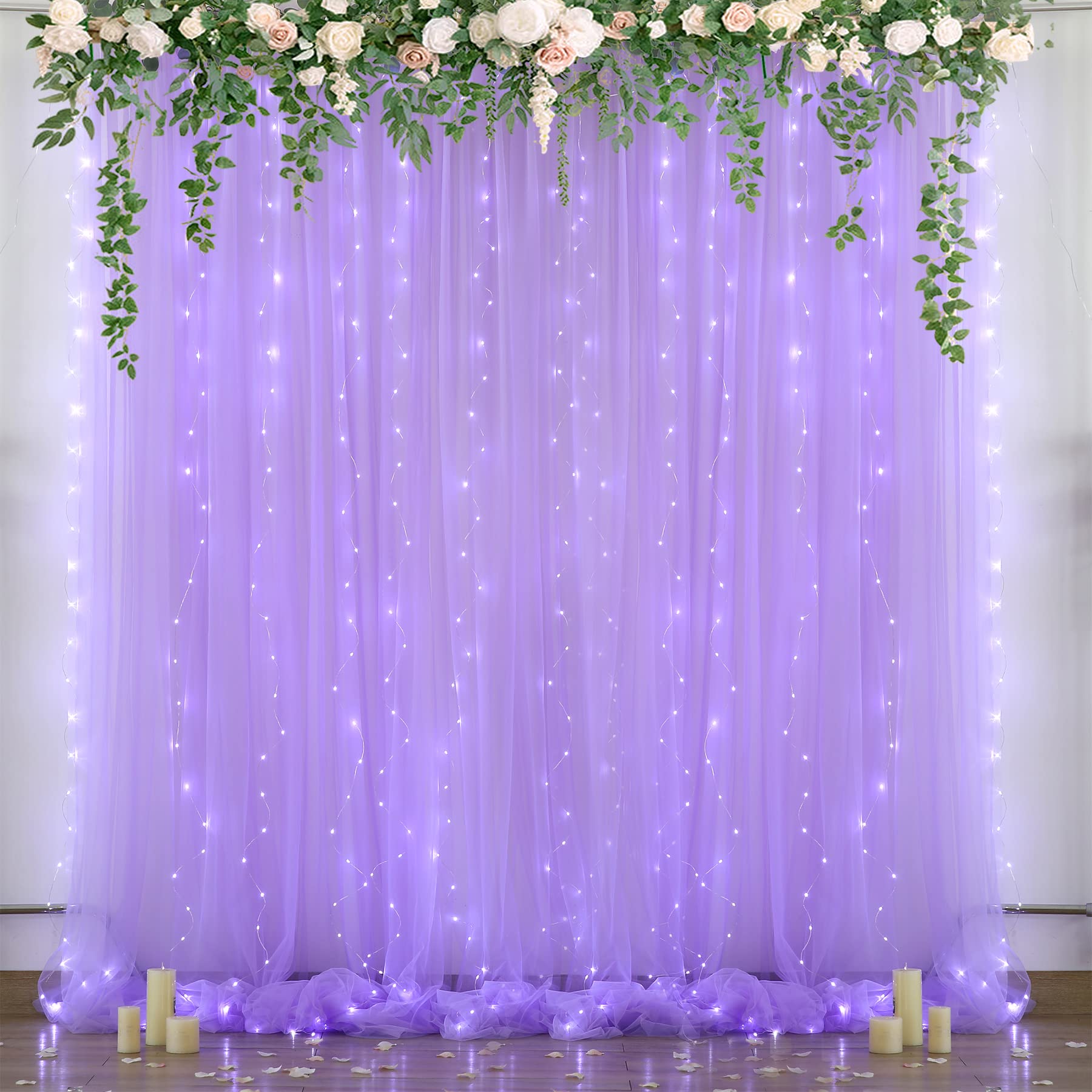 Foto 2 pulgar | Cortina De Fondo Suppromo Lavender Sheer Con Luces Led De 3 X 3 M - Venta Internacional.
