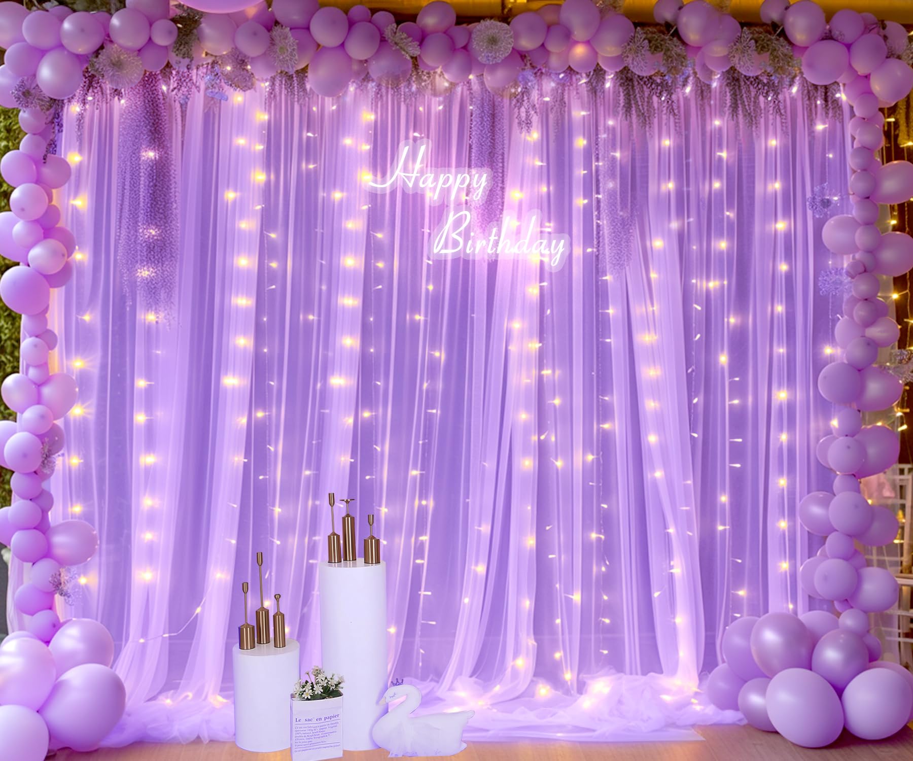 Foto 4 pulgar | Cortina De Fondo Suppromo Lavender Sheer Con Luces Led De 3 X 3 M - Venta Internacional.