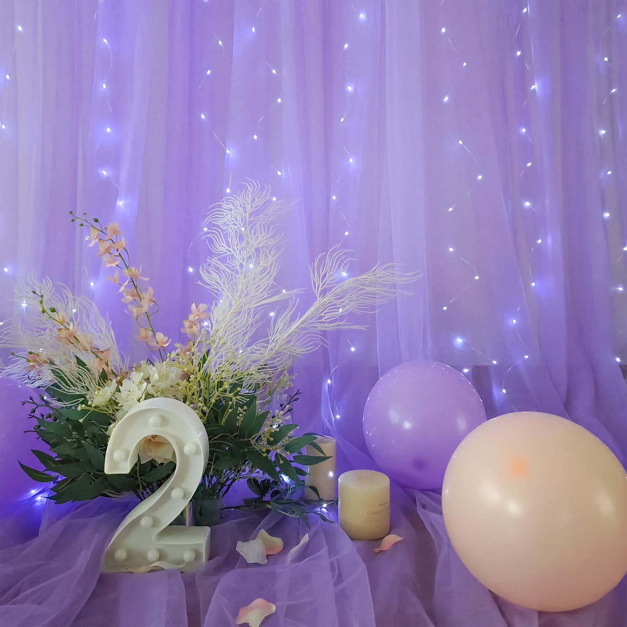 Foto 7 pulgar | Cortina De Fondo Suppromo Lavender Sheer Con Luces Led De 3 X 3 M - Venta Internacional.
