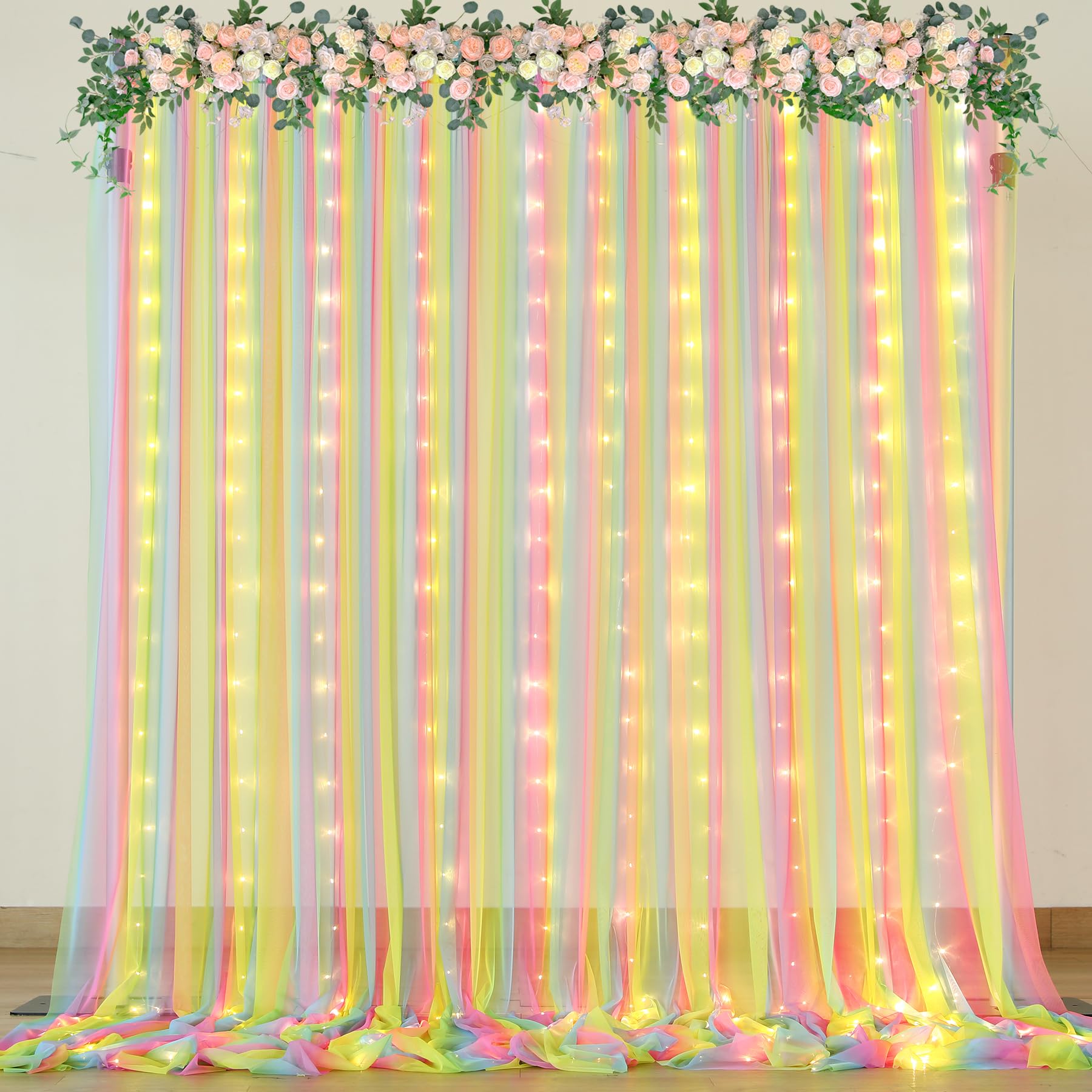 Foto 2 pulgar | Cortina De Fondo Suppromo Rainbow Sheer Con Luces, 3 X 2,4 M - Venta Internacional.