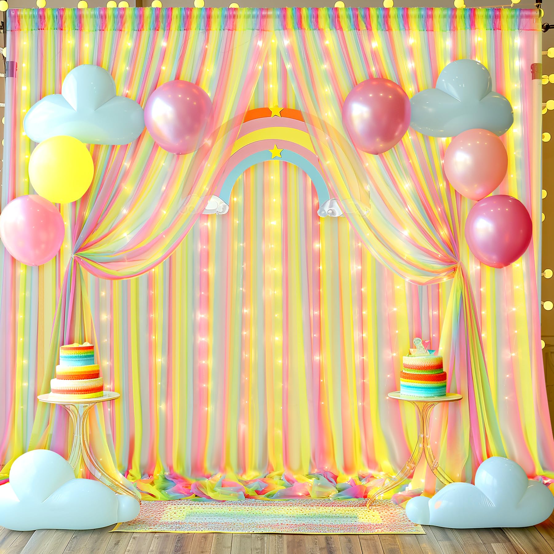 Foto 4 pulgar | Cortina De Fondo Suppromo Rainbow Sheer Con Luces, 3 X 2,4 M - Venta Internacional.