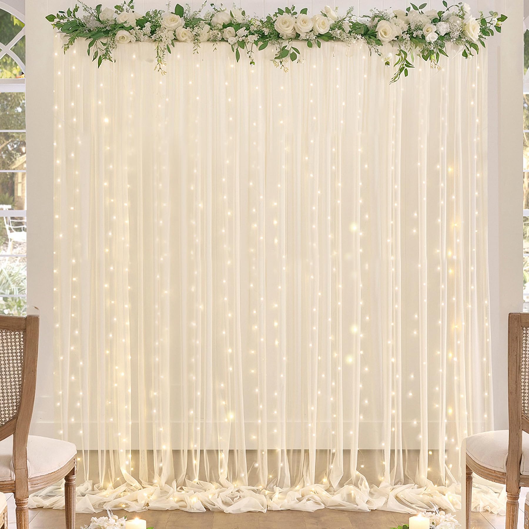 Foto 3 pulgar | Cortina De Fondo Suppromo Champagne De 6 X 2,4 M Con Cadena De Luces - Venta Internacional.