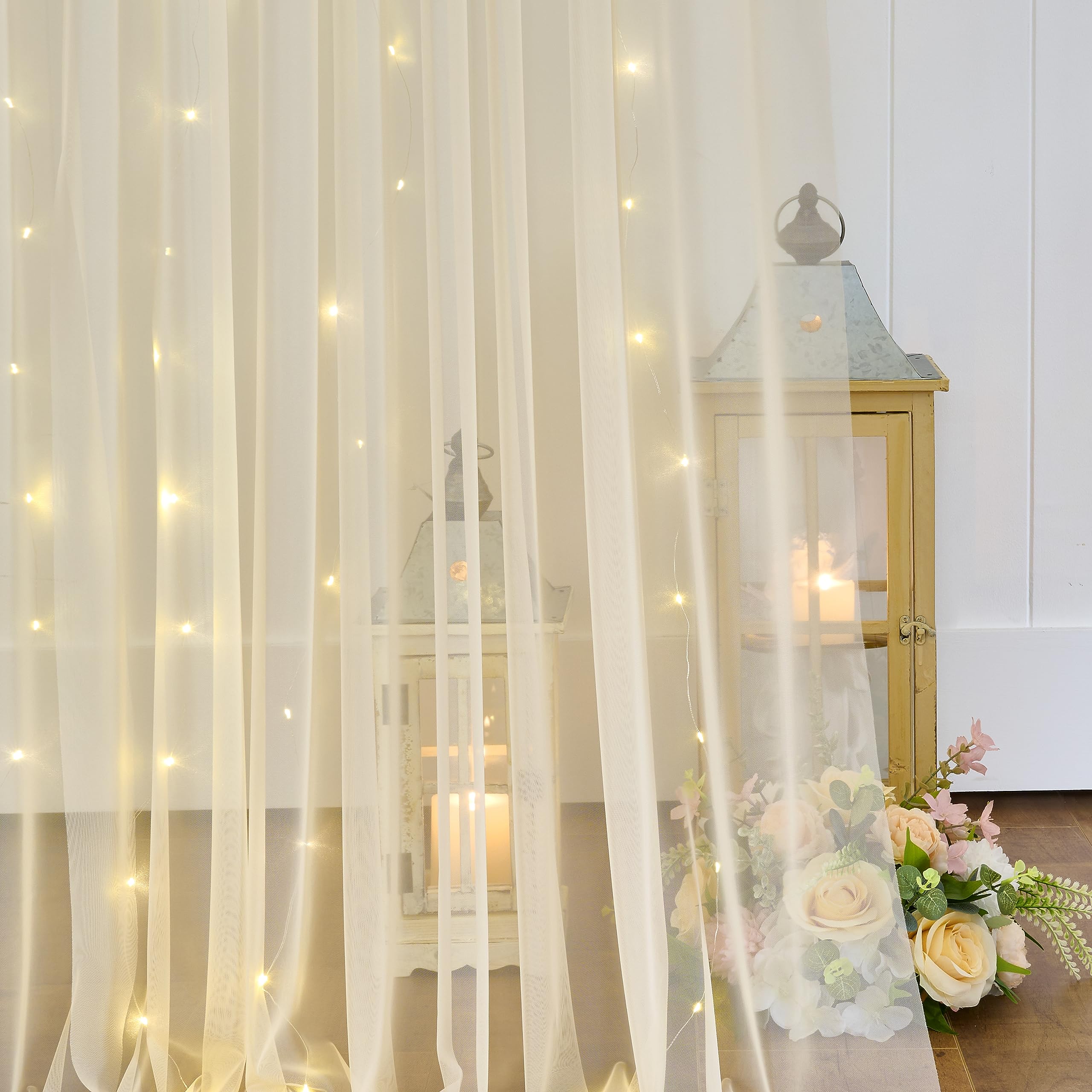 Foto 6 pulgar | Cortina De Fondo Suppromo Champagne De 6 X 2,4 M Con Cadena De Luces - Venta Internacional.