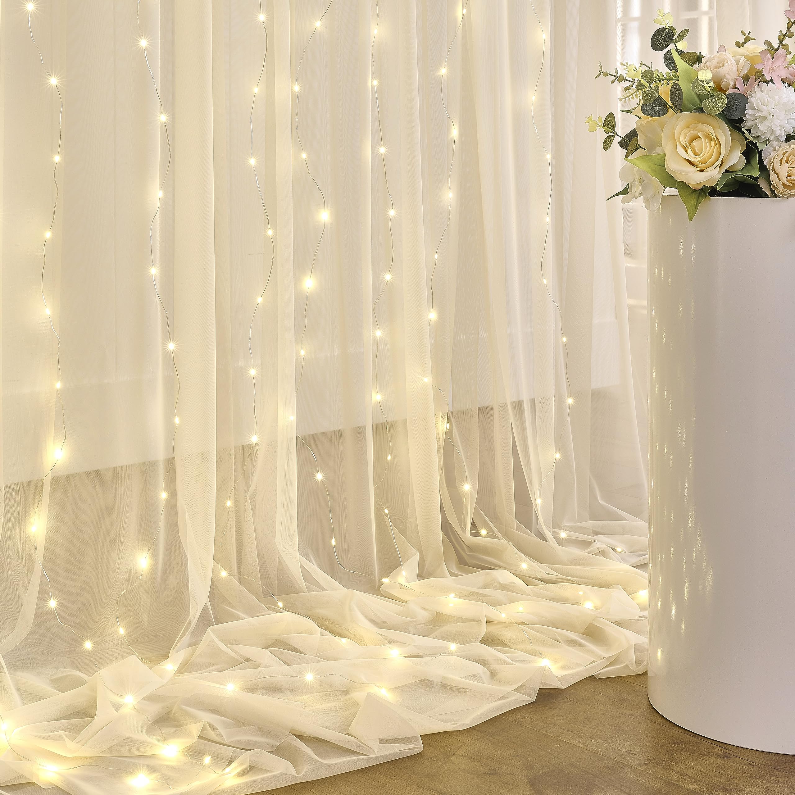 Foto 7 pulgar | Cortina De Fondo Suppromo Champagne De 6 X 2,4 M Con Cadena De Luces - Venta Internacional.