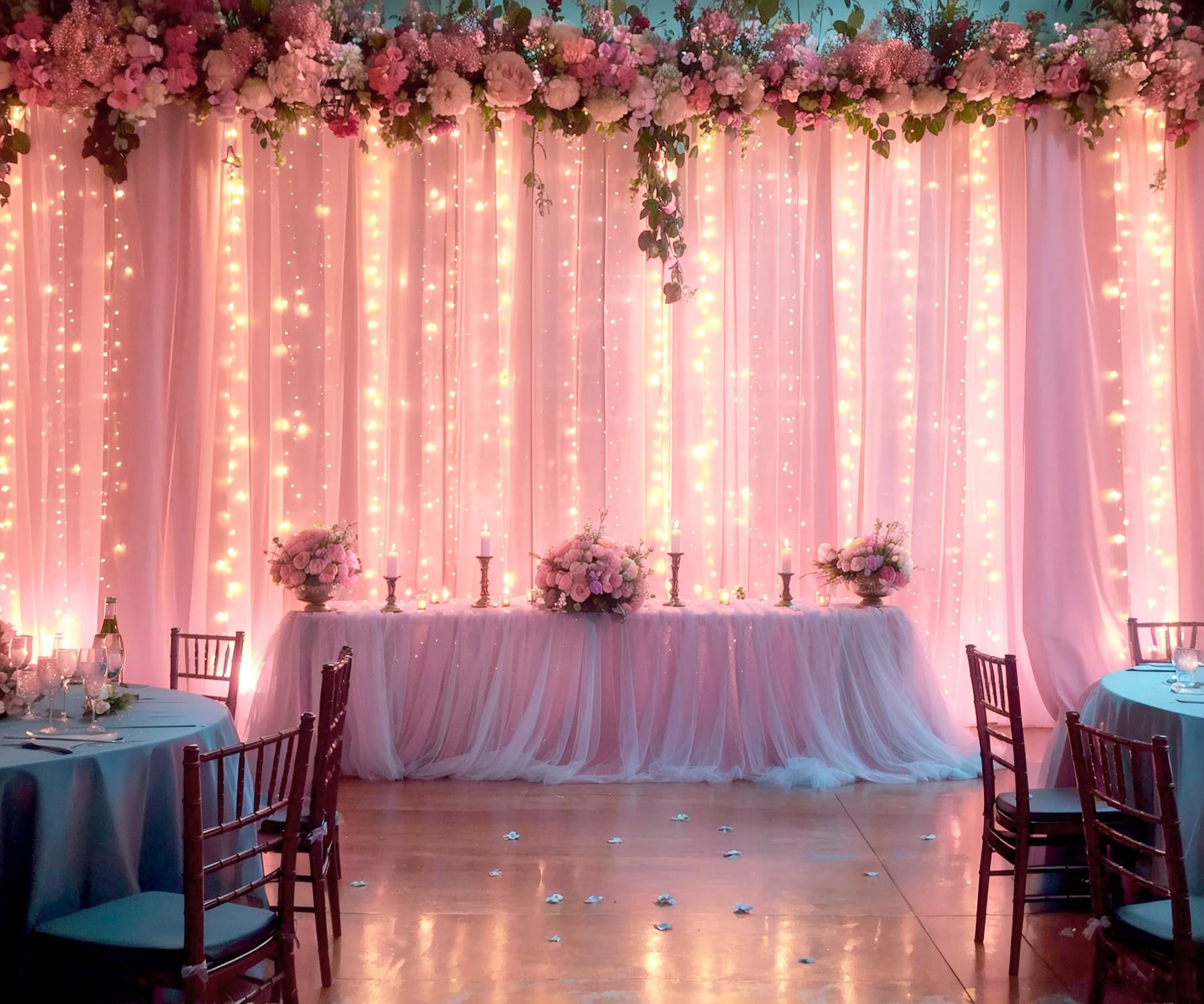 Foto 5 pulgar | Cortinas De Telón De Fondo Suppromo De Tul Rosa Con Luces, 6 X 2,4 M, 4 Paneles - Venta Internacional.