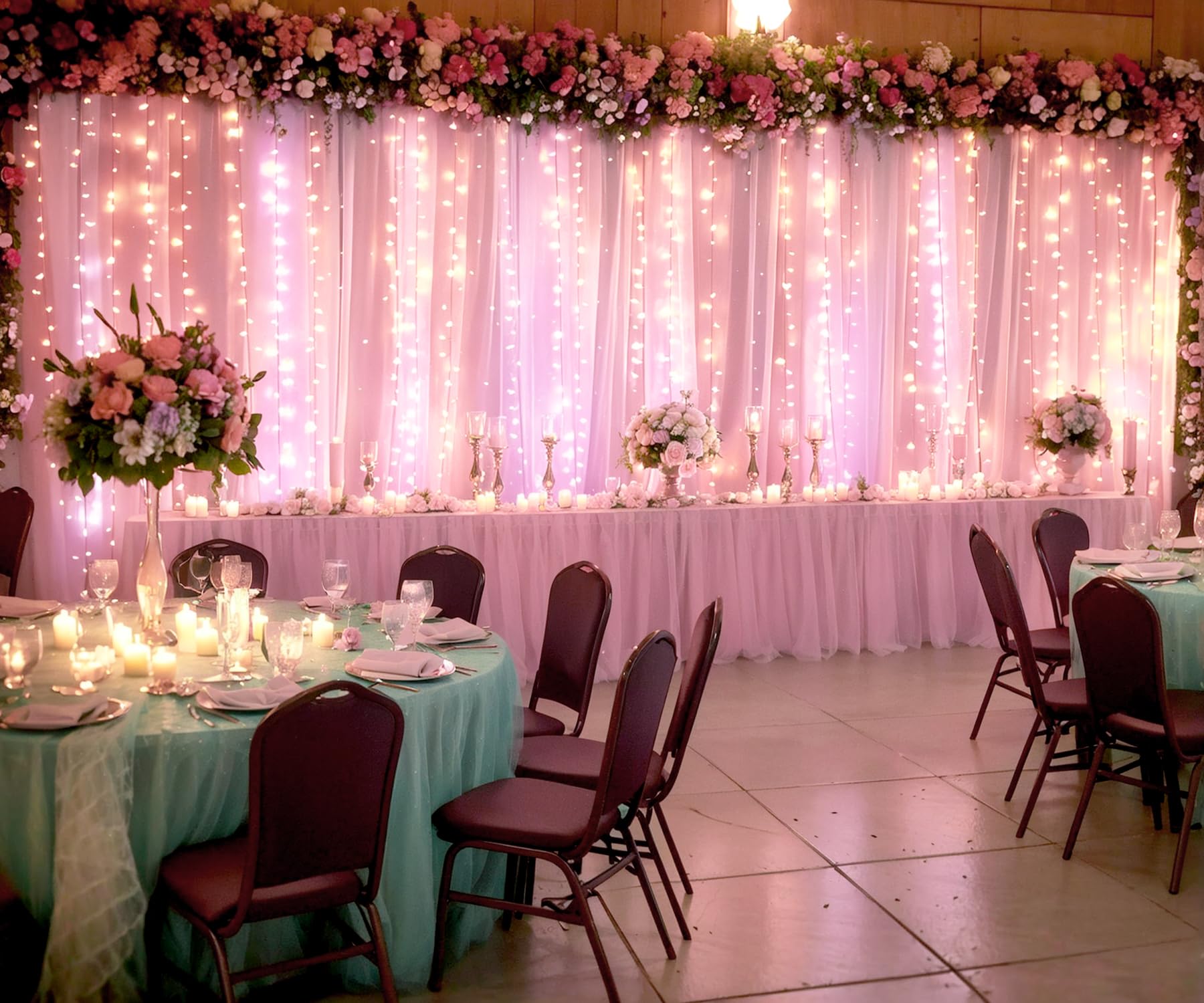 Foto 6 pulgar | Cortinas De Telón De Fondo Suppromo De Tul Rosa Con Luces, 6 X 2,4 M, 4 Paneles - Venta Internacional.
