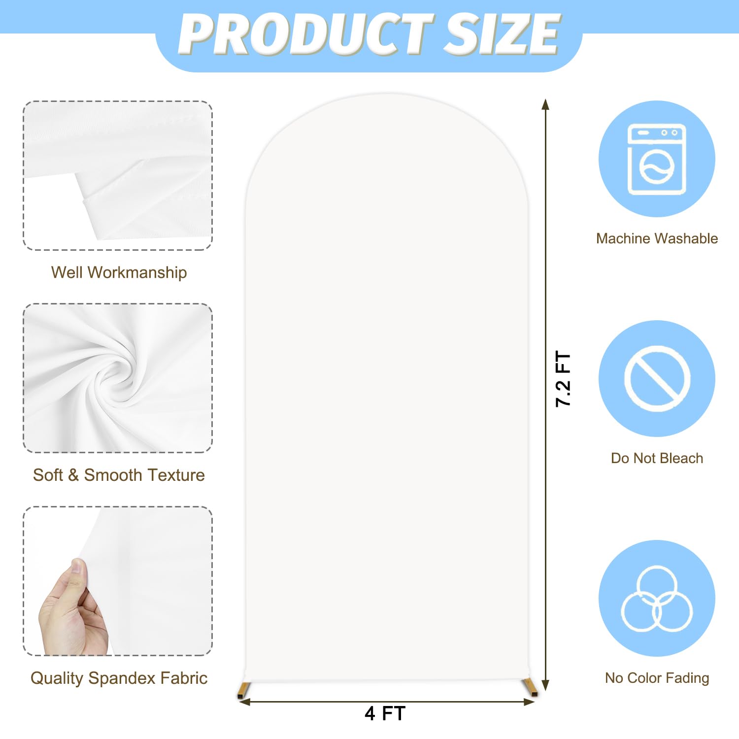 Foto 3 pulgar | Funda De Arco Modfuns Chiara Spandex, 2,2 M, Blanca, Para Arco De Boda - Venta Internacional.