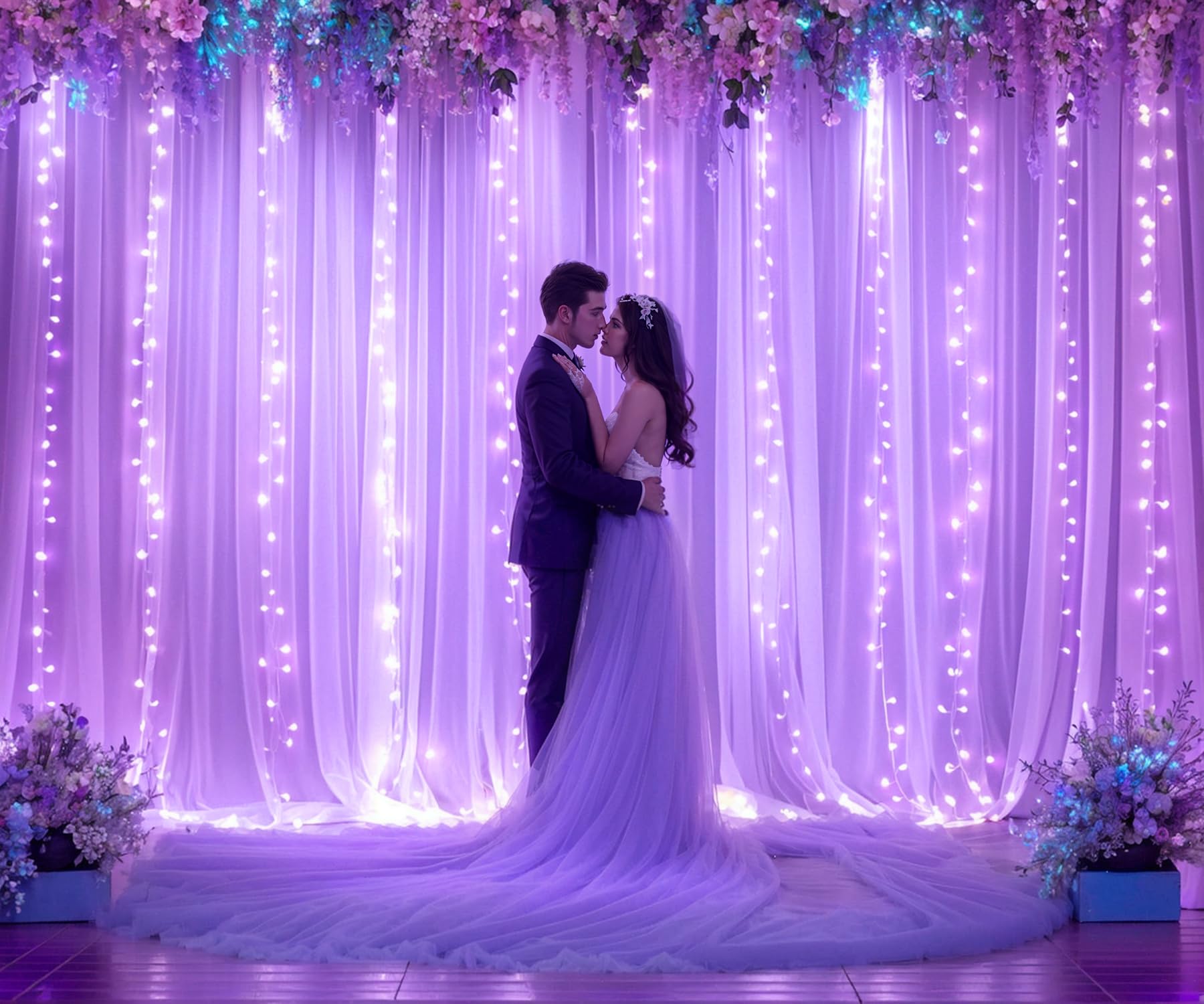 Foto 3 pulgar | Cortinas Suppromo De Tul Transparente Morado, 50 X 2,4 M, Con Luces - Venta Internacional.