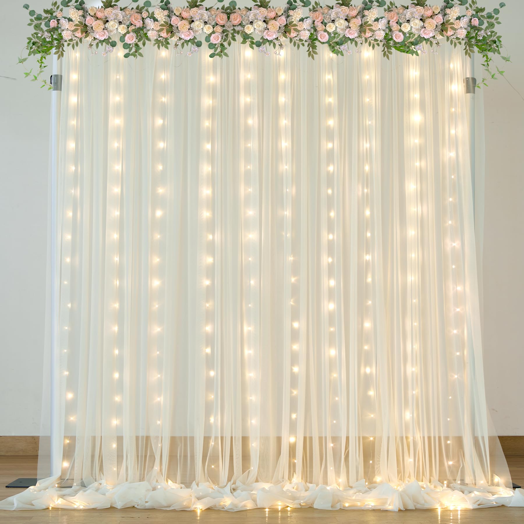Foto 2 pulgar | Cortinas De Fondo Suppromo, Color Marfil Transparente Con Luces, 3 X 2,5 M - Venta Internacional.