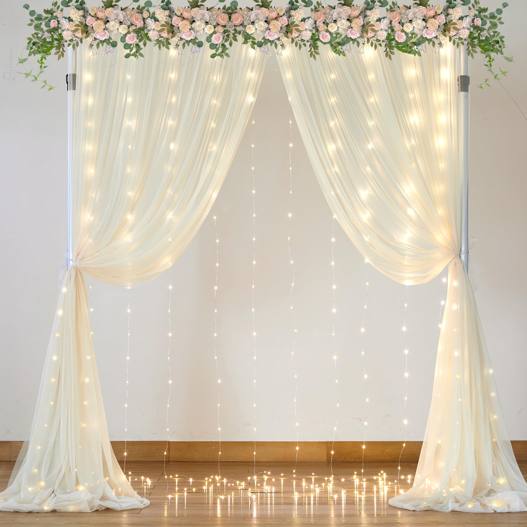 Foto 3 pulgar | Cortinas De Fondo Suppromo, Color Marfil Transparente Con Luces, 3 X 2,5 M - Venta Internacional.