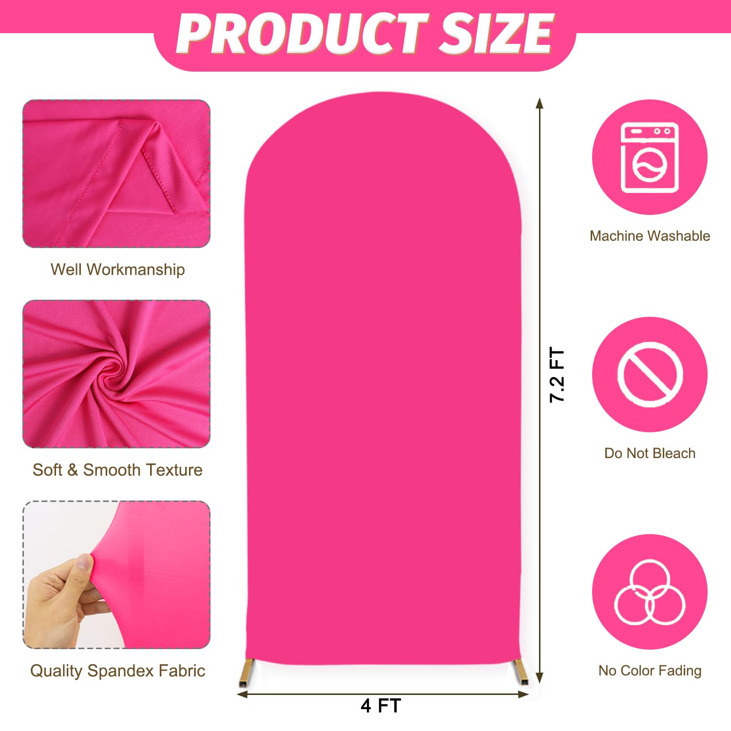 Foto 4 pulgar | Funda Para Arco De Boda Modfuns, Spandex Rosa Intenso, 1,2 X 2,2 M - Venta Internacional.