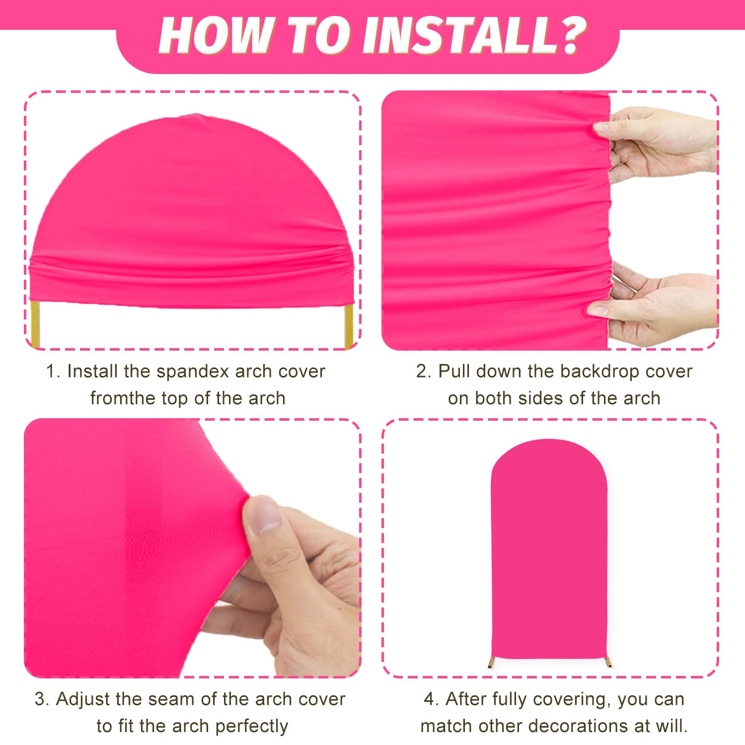 Foto 7 pulgar | Funda Para Arco De Boda Modfuns, Spandex Rosa Intenso, 1,2 X 2,2 M - Venta Internacional.