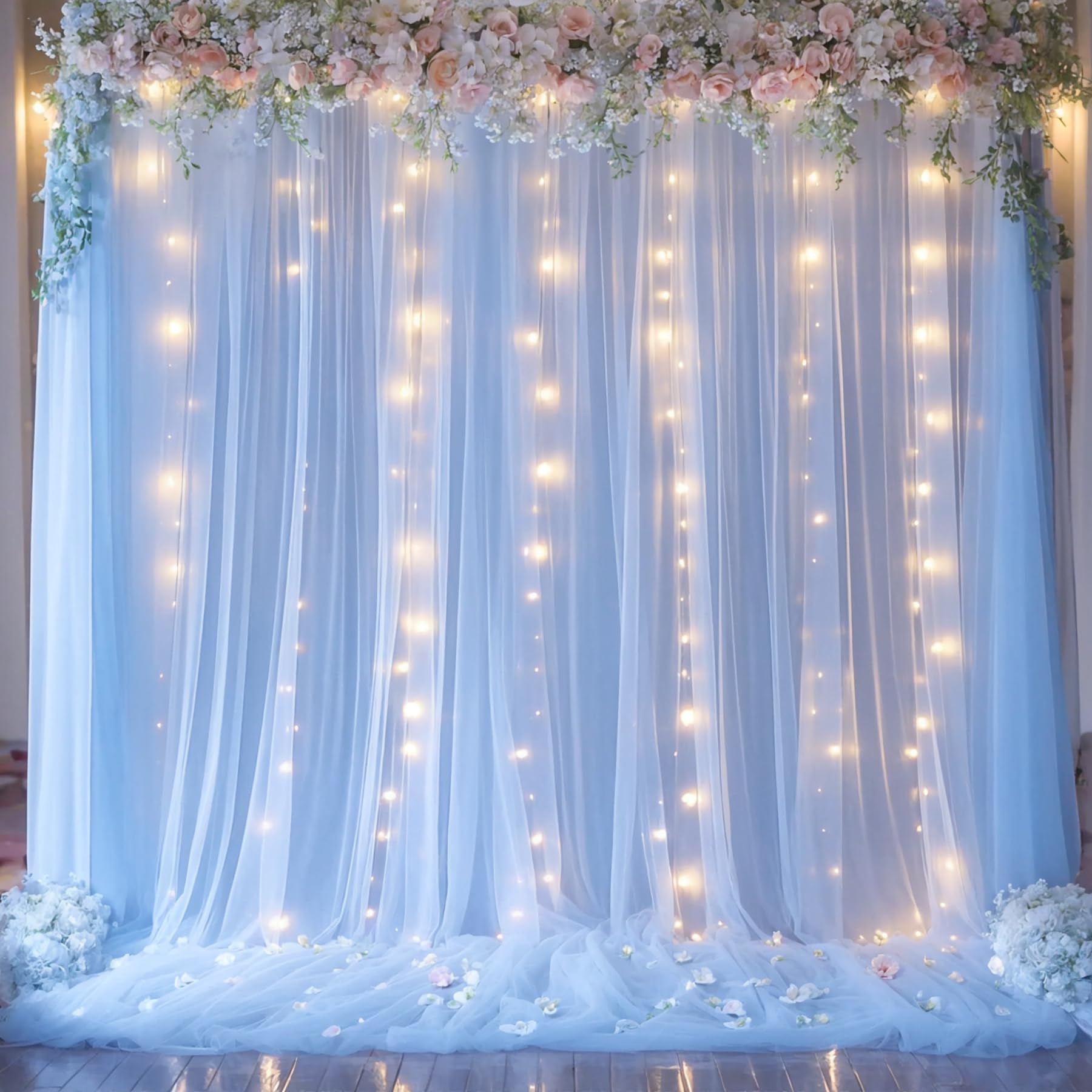 Foto 3 pulgar | Cortinas Suppromo De Tul Azul Con Luces, 9 X 3 M, 6 Paneles - Venta Internacional.