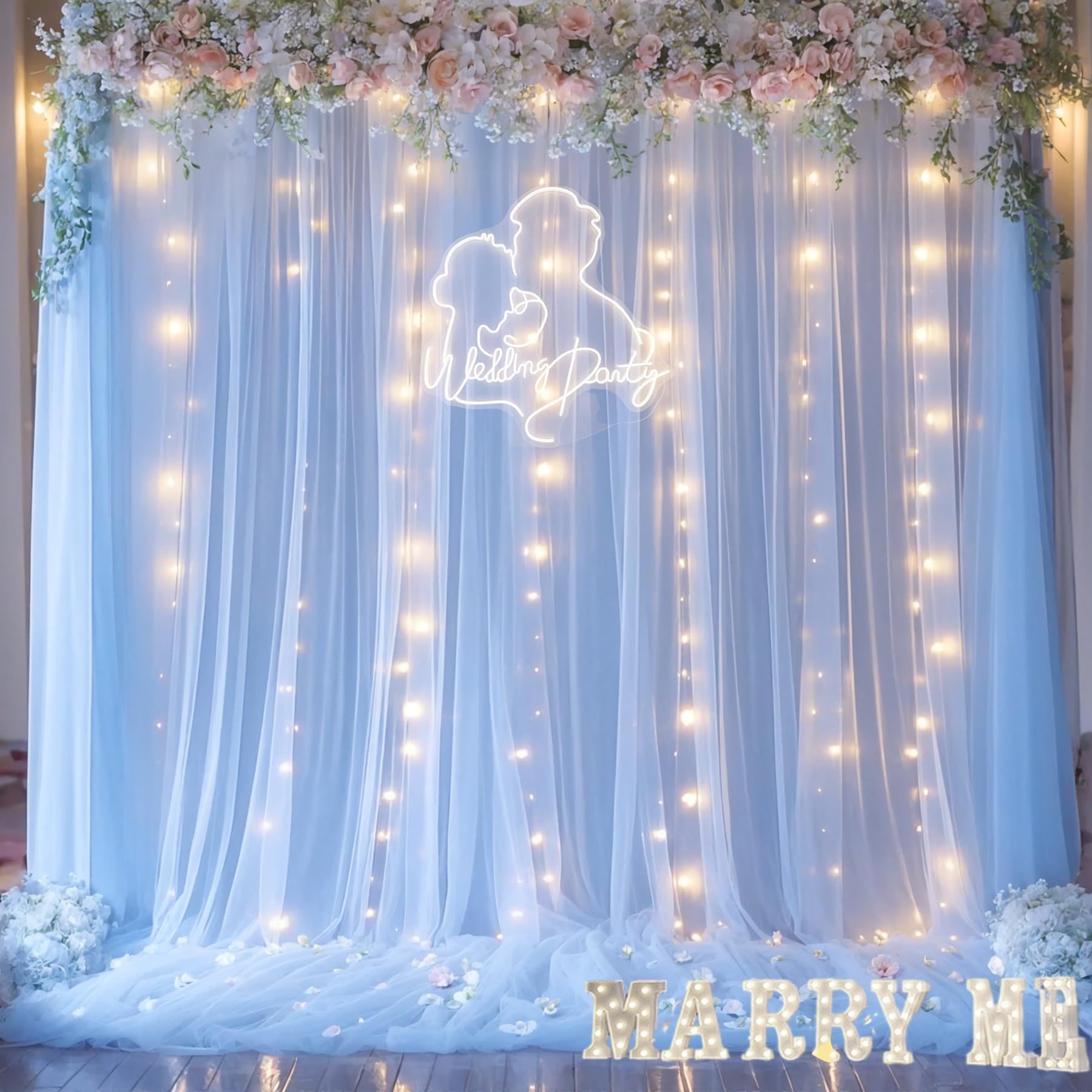Foto 5 pulgar | Cortinas Suppromo De Tul Azul Con Luces, 9 X 3 M, 6 Paneles - Venta Internacional.