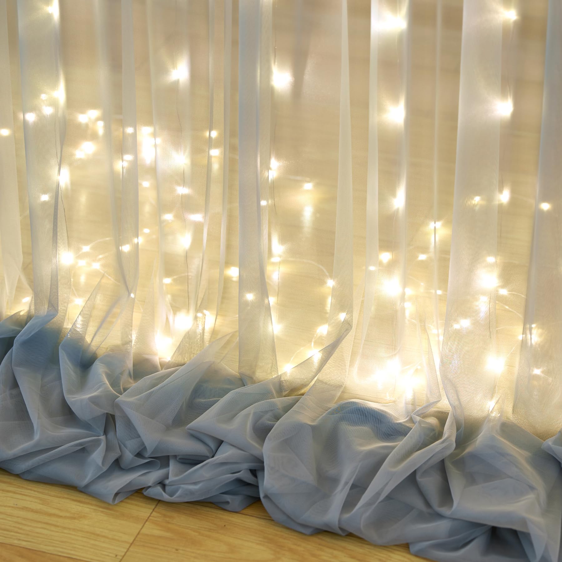 Foto 8 pulgar | Cortina De Telón De Fondo Suppromo De Tul Gris Plateado Con Luces, 3 X 2,4 M - Venta Internacional.