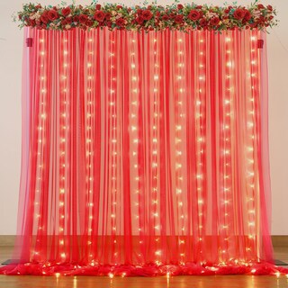 Foto 1 | Cortina de Telón Fondo Suppromo Tul Rojo 3x3 M con Luces - Venta Internacional