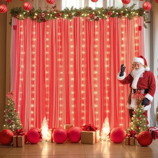 Foto 4 | Cortina de Telón Fondo Suppromo Tul Rojo 3x3 M con Luces - Venta Internacional