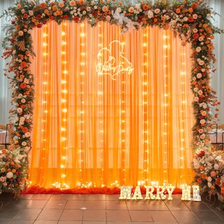 Foto 5 | Cortina de Telón Fondo Suppromo Tul Naranja 3x2,4 M con Luces - Venta Internacional