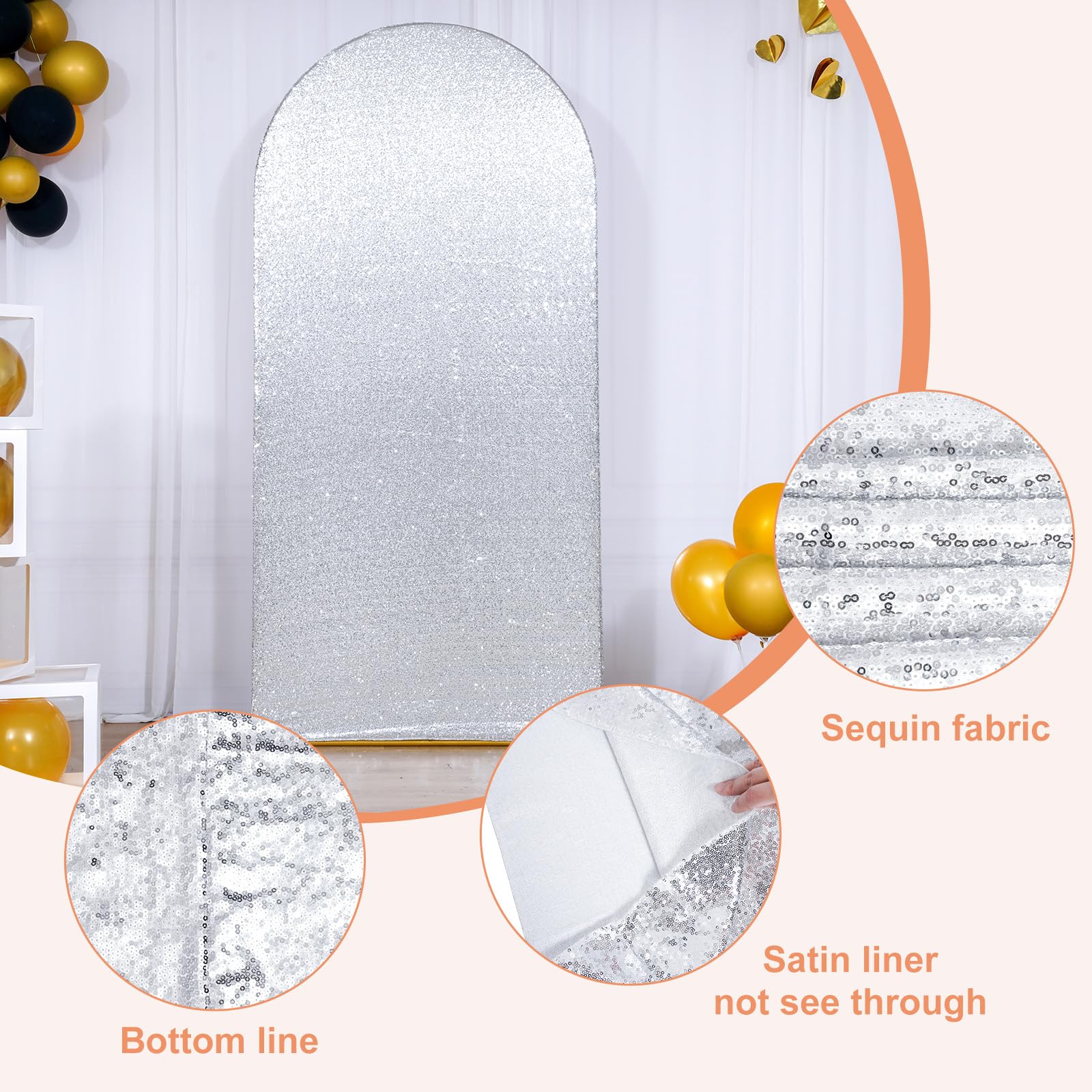 Foto 5 pulgar | Funda De Telón De Fondo Con Forma De Arco Eternal Beauty, Satinada, Plata, 2,2 - Venta Internacional.