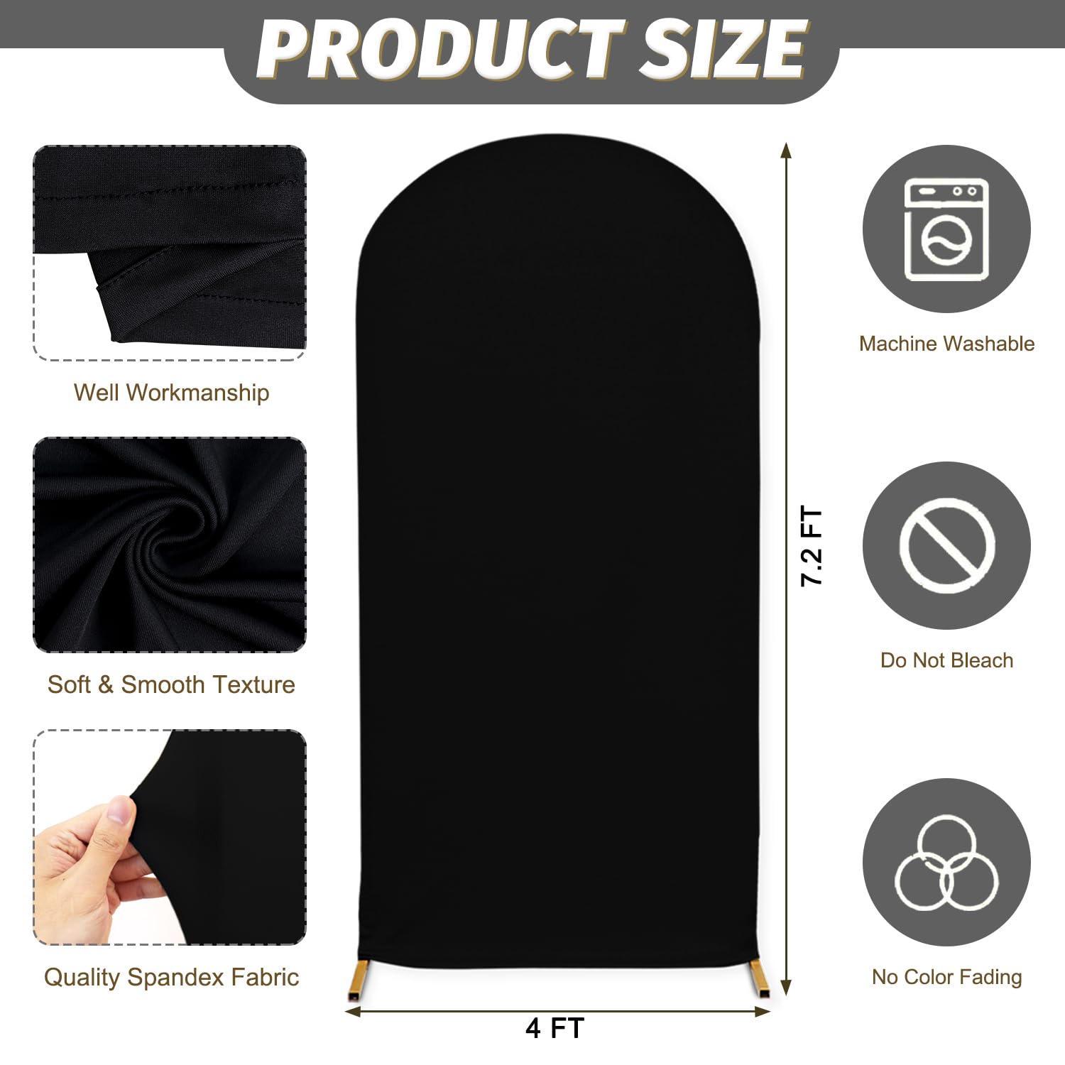 Foto 3 pulgar | Funda De Arco Modfuns Chiara De Spandex Negro De 2,1 X 2,2 M Para Boda - Venta Internacional.