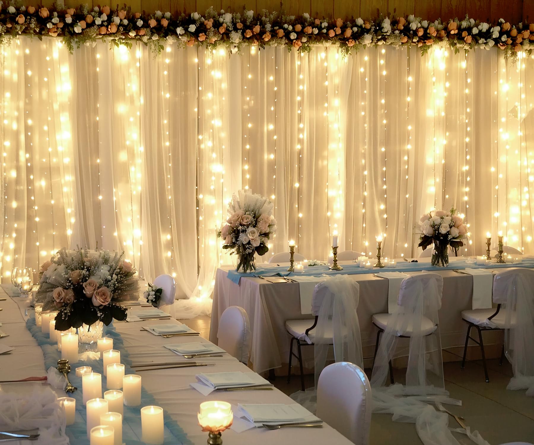 Foto 4 | Cortina De Telón De Fondo Suppromo De Tul Champán De 40 X 8 Pies Con Luces - Venta Internacional.