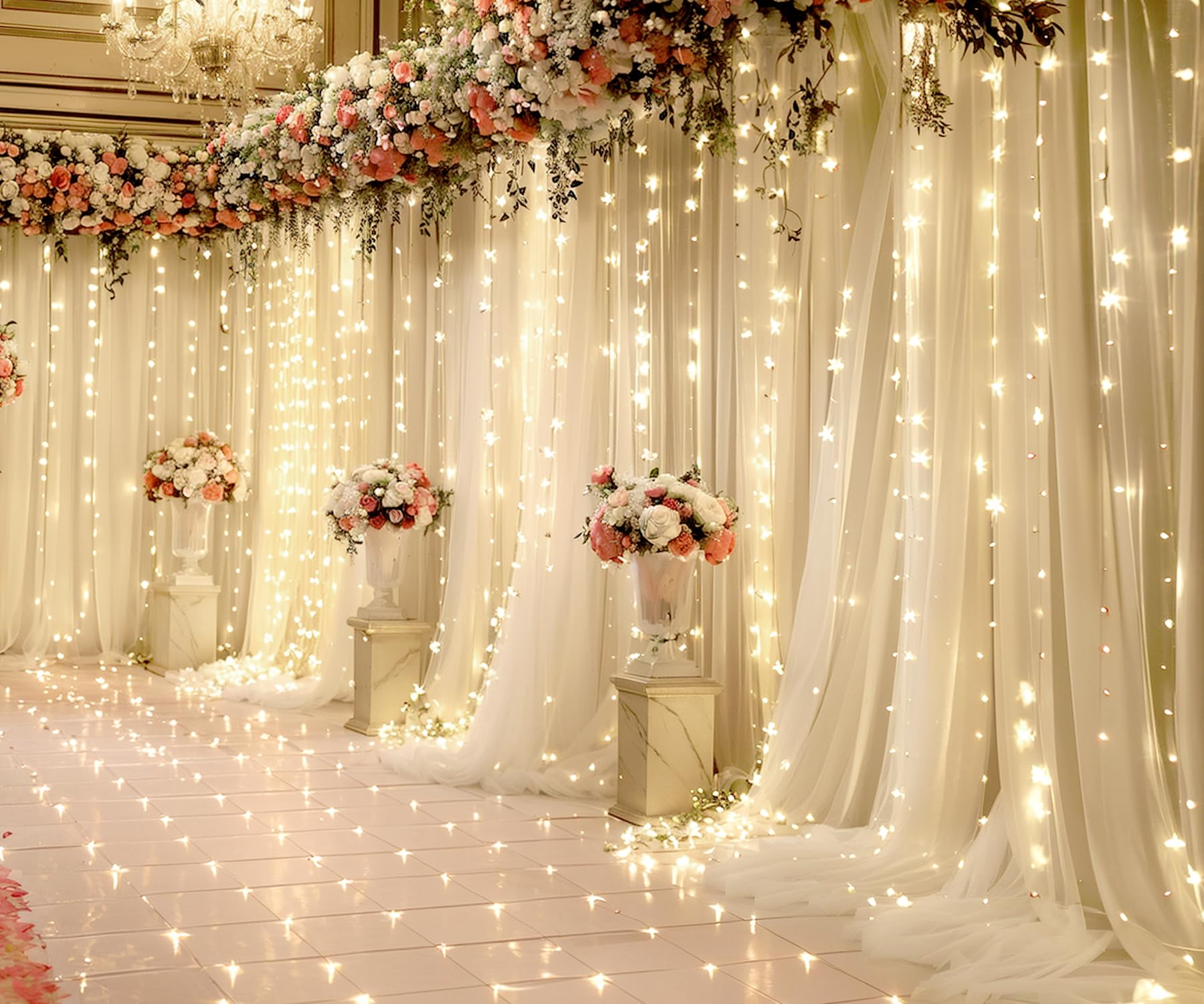 Foto 6 | Cortina De Telón De Fondo Suppromo De Tul Champán De 40 X 8 Pies Con Luces - Venta Internacional.