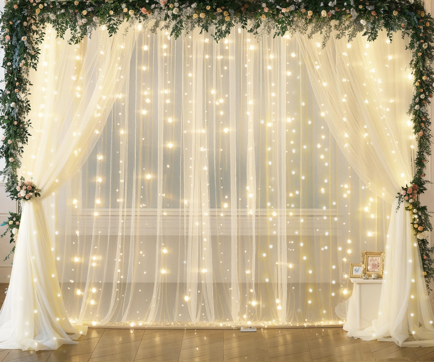 Foto 2 pulgar | Cortinas Suppromo De Tul Marfil Con Luces, 6 X 3 M, 4 Paneles - Venta Internacional.