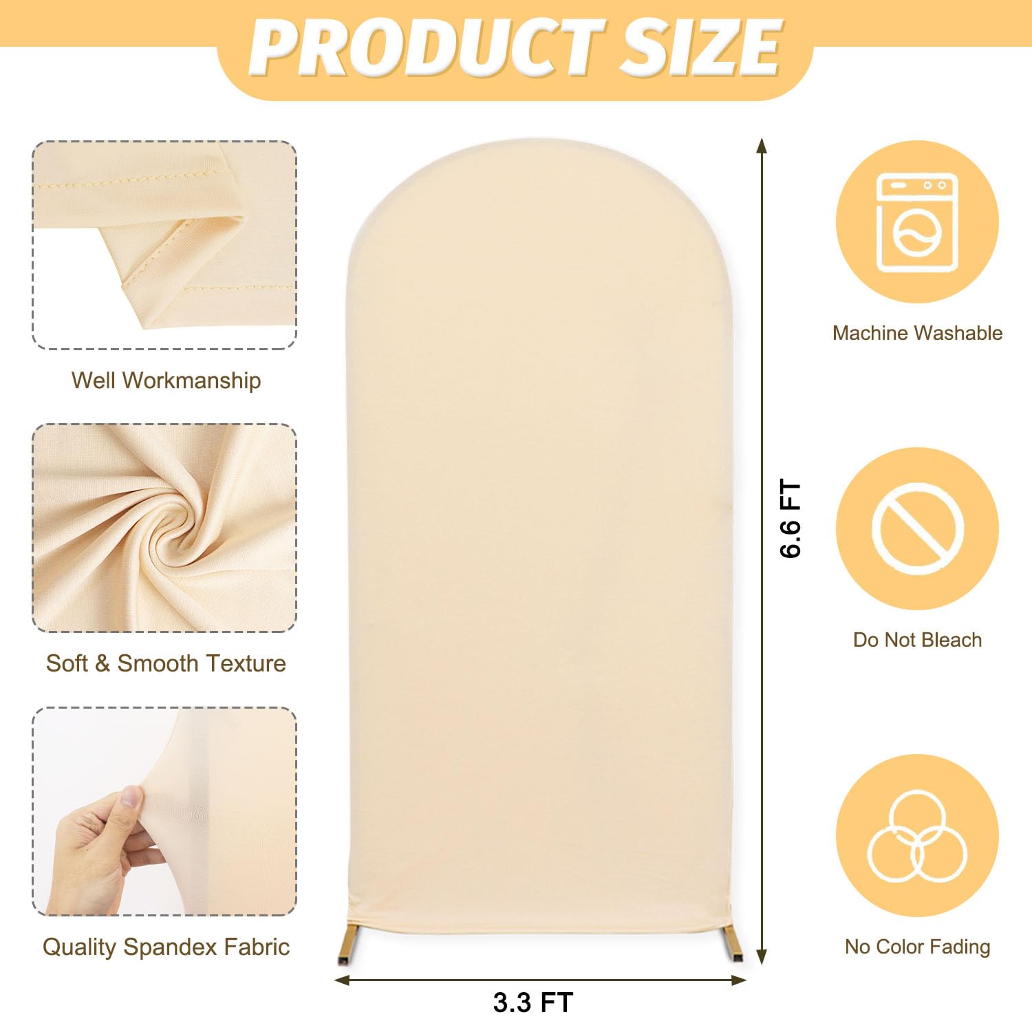 Foto 4 pulgar | Cubierta De Arco De Boda Modfuns, Color Beige, 2 M, Telón De Fondo De Spandex - Venta Internacional.