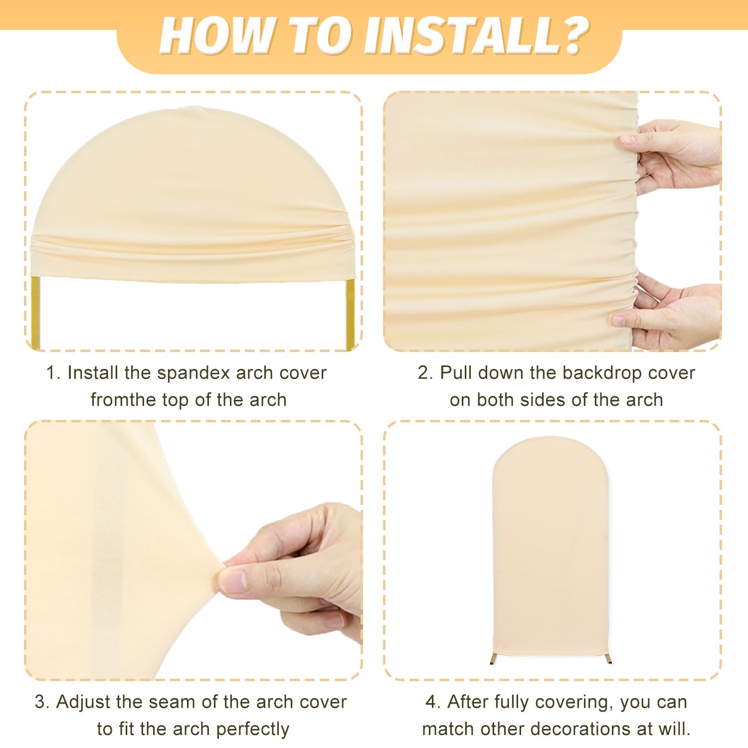 Foto 6 | Cubierta De Arco De Boda Modfuns, Color Beige, 2 M, Telón De Fondo De Spandex - Venta Internacional.