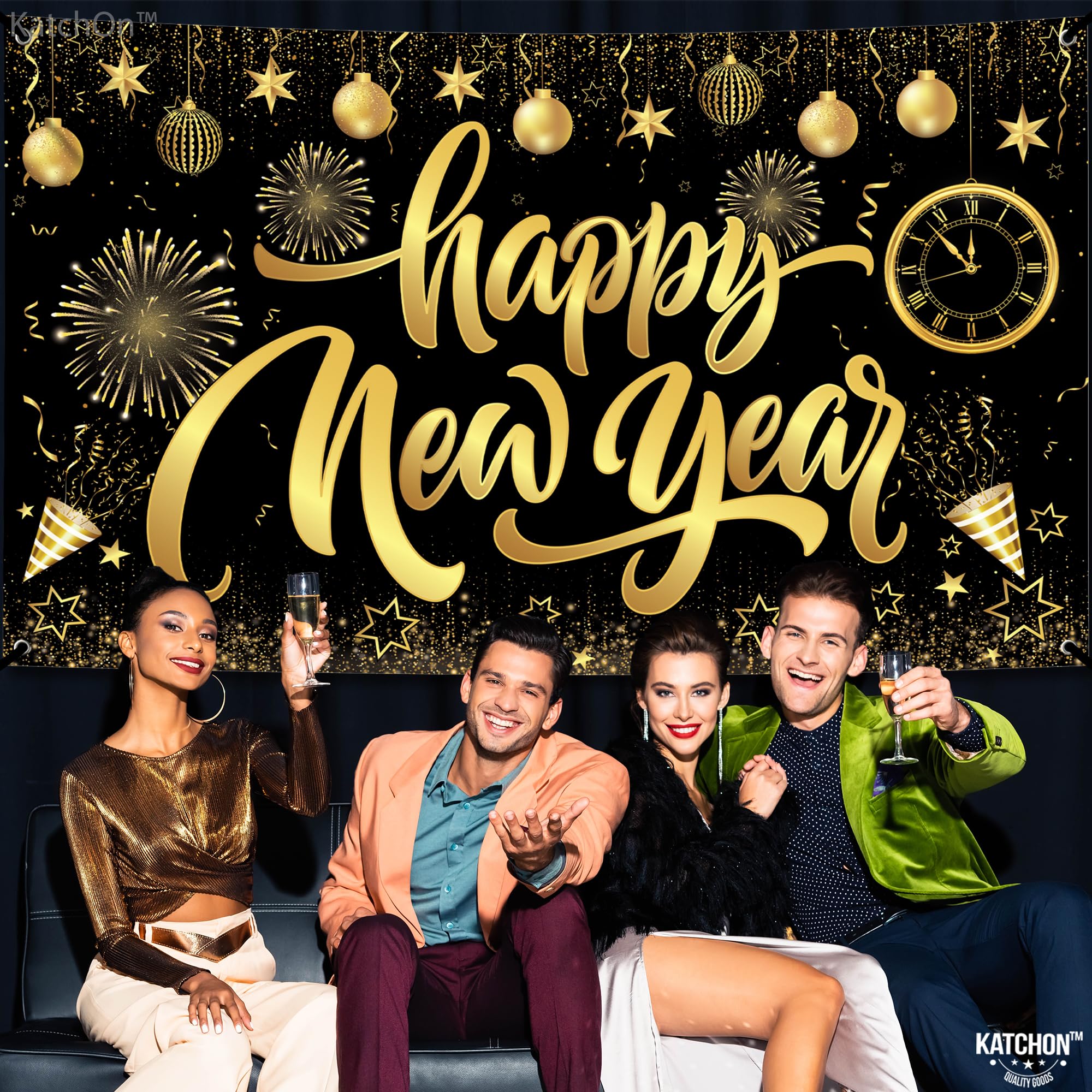 Foto 4 pulgar | Telón De Fondo Katchon Happy New Year 2025, 183 X 112 Cm, Con Cinta - Venta Internacional.