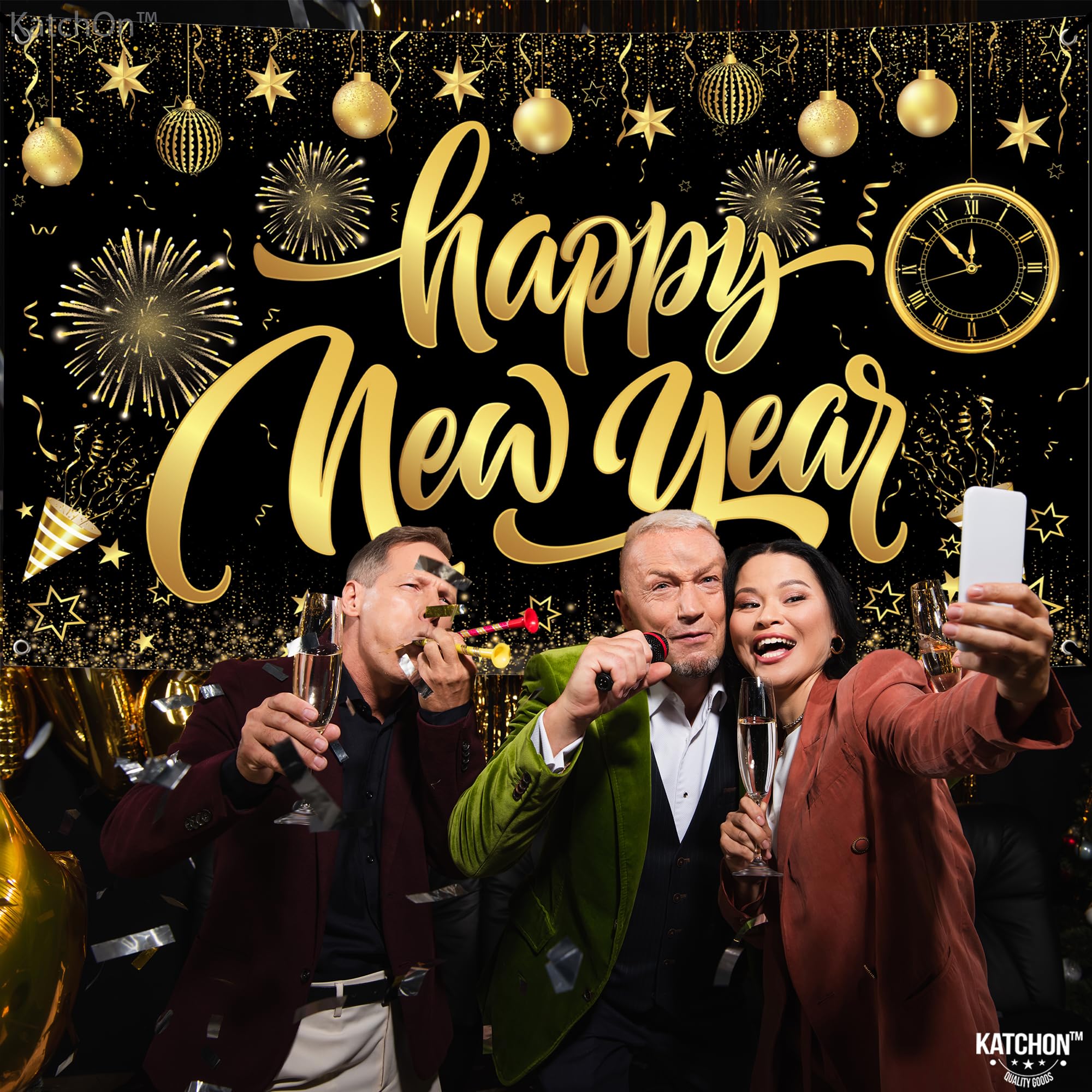 Foto 5 pulgar | Telón De Fondo Katchon Happy New Year 2025, 183 X 112 Cm, Con Cinta - Venta Internacional.