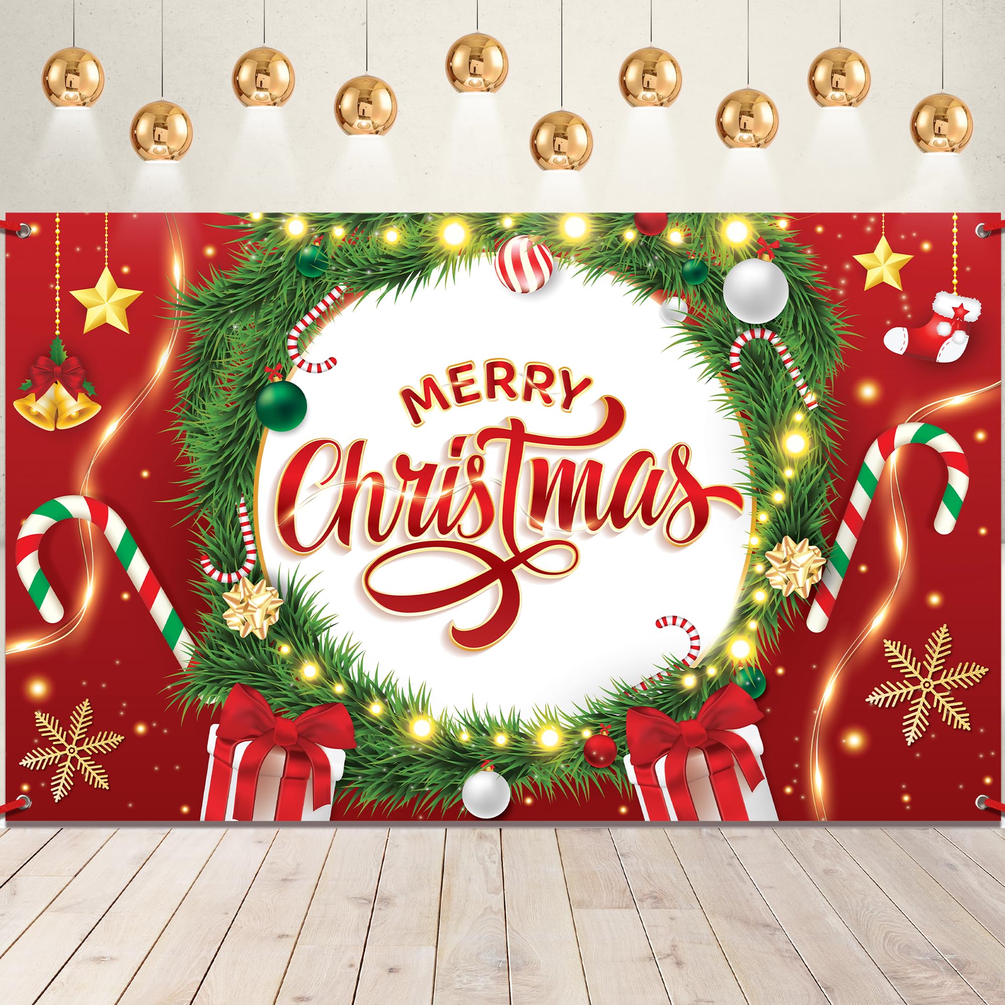Foto 2 pulgar | Cartel Navideño Katchon Merry Christmas, 183 X 112 Cm, Rojo - Venta Internacional.