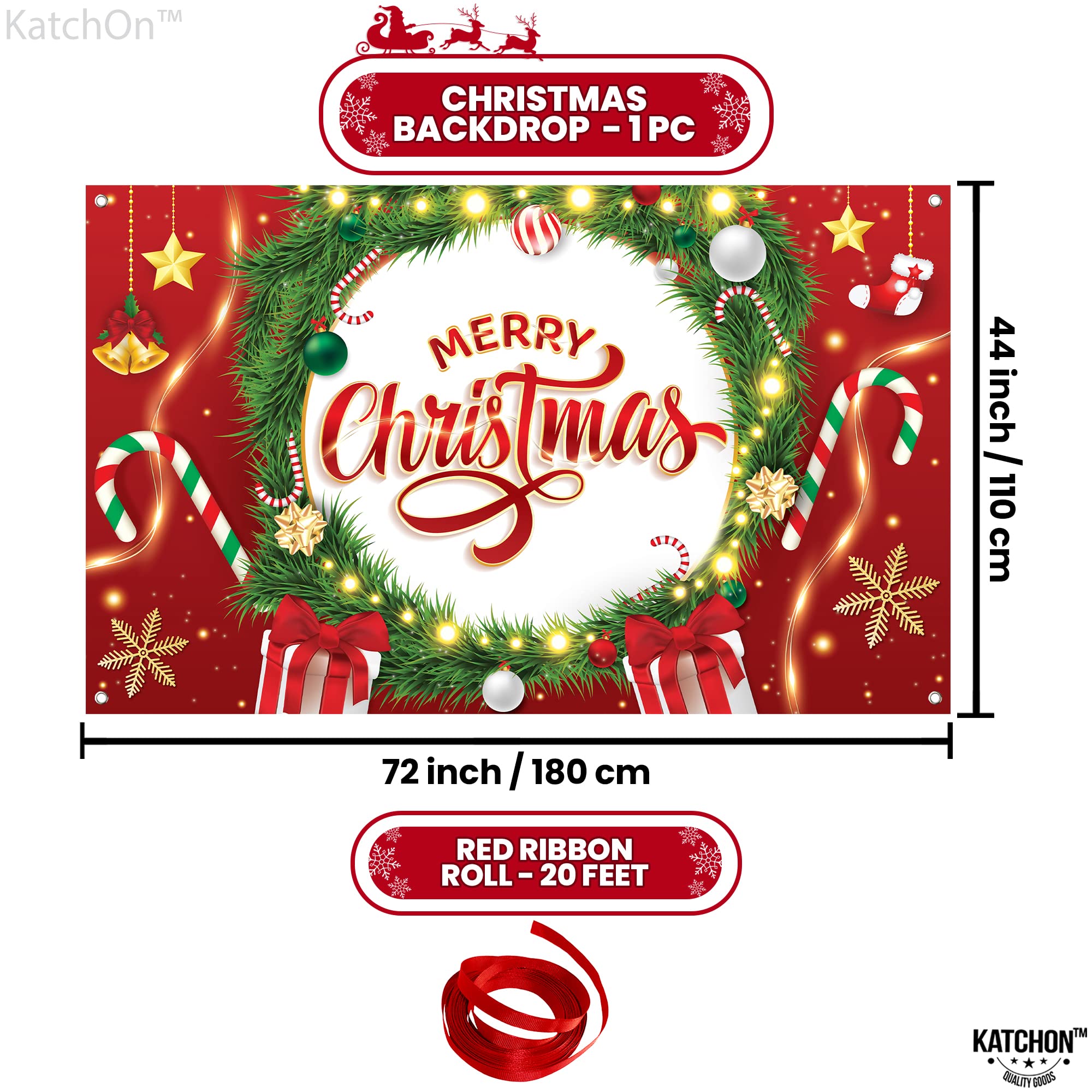 Foto 3 pulgar | Cartel Navideño Katchon Merry Christmas, 183 X 112 Cm, Rojo - Venta Internacional.