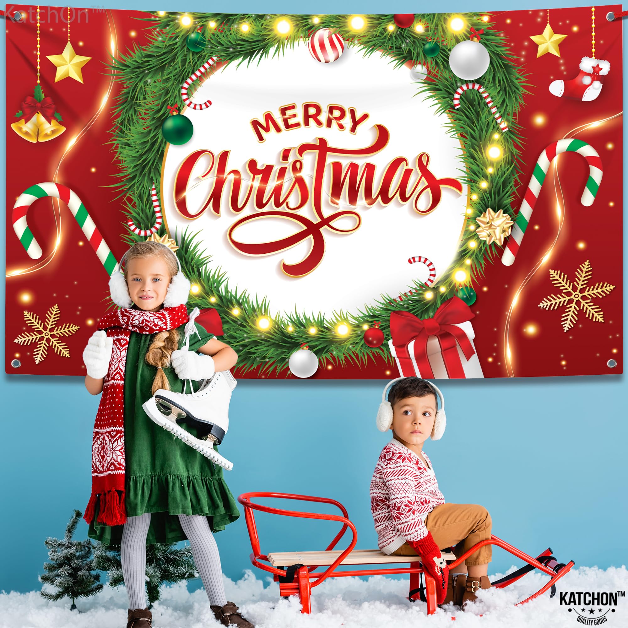 Foto 5 pulgar | Cartel Navideño Katchon Merry Christmas, 183 X 112 Cm, Rojo - Venta Internacional.