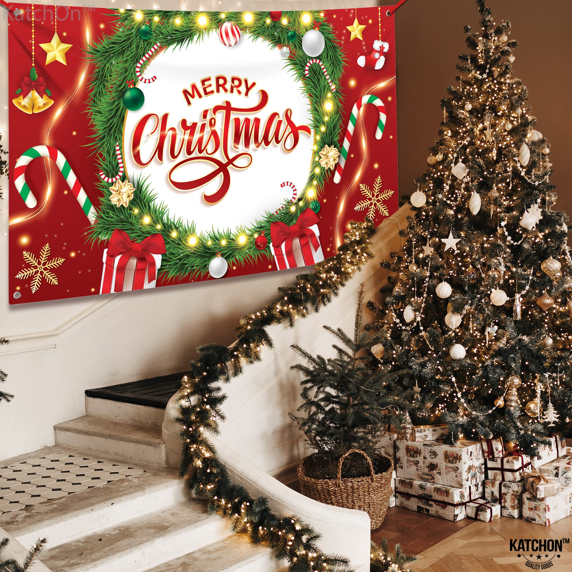 Foto 6 pulgar | Cartel Navideño Katchon Merry Christmas, 183 X 112 Cm, Rojo - Venta Internacional.