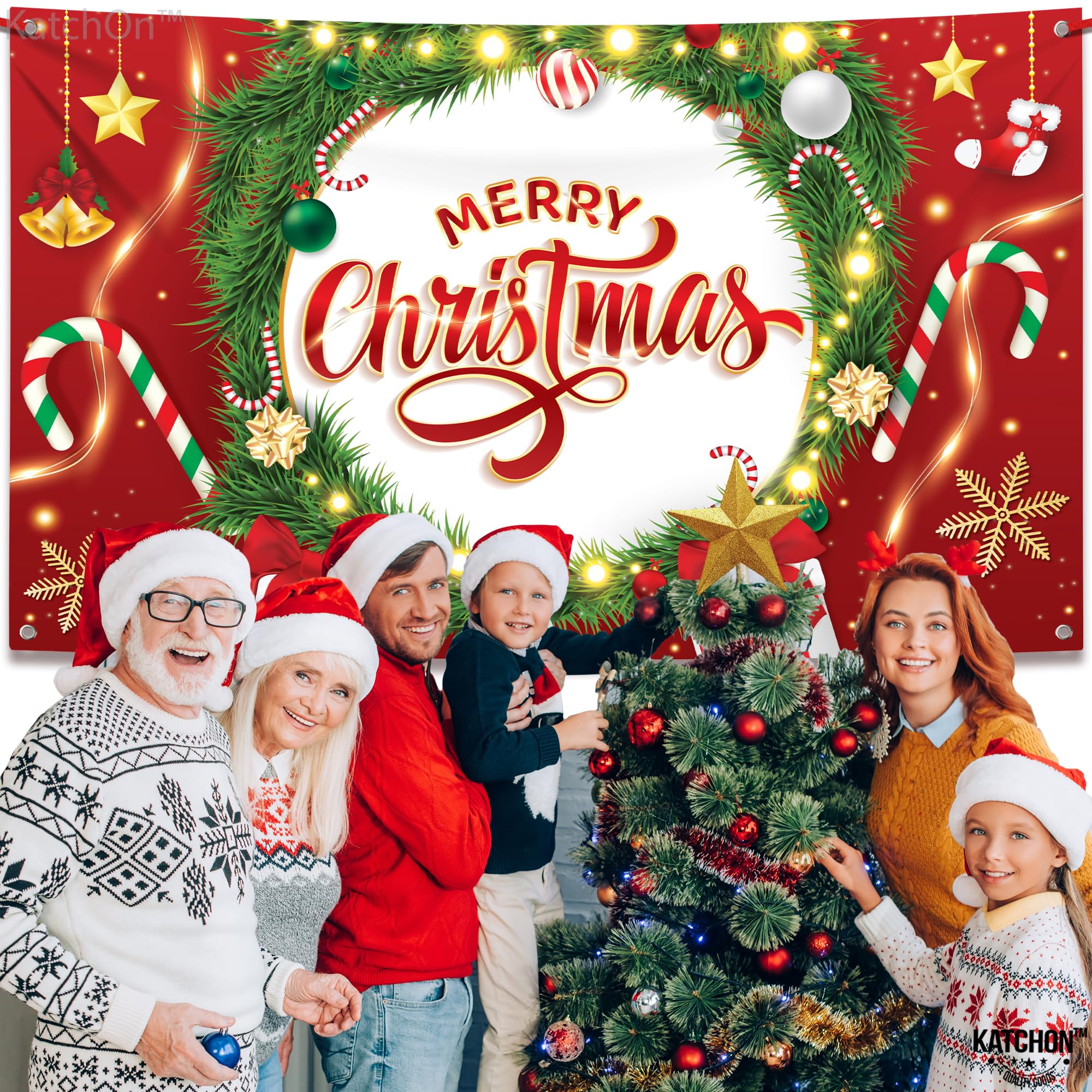Foto 8 pulgar | Cartel Navideño Katchon Merry Christmas, 183 X 112 Cm, Rojo - Venta Internacional.