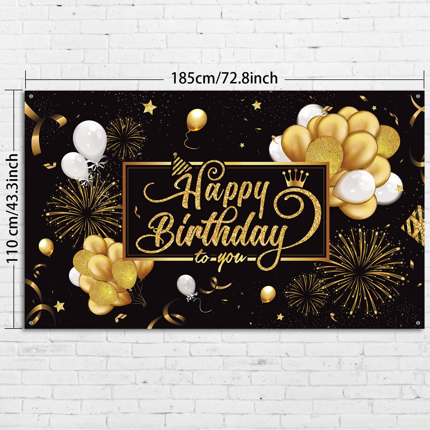 Foto 3 pulgar | Lienzo De Fondo Bulu Happy Birthday Negro Dorado 185 X 110 Cm - Venta Internacional.