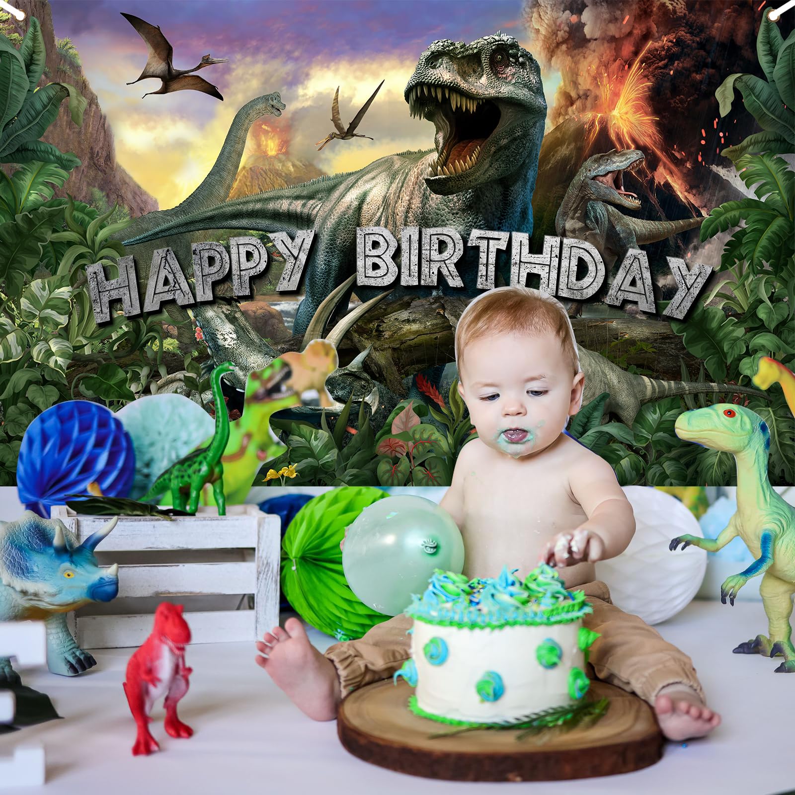Foto 5 pulgar | Decoración De Fiesta, Telón De Fondo Para Cumpleaños De Dinosaurios Avezano - Venta Internacional.