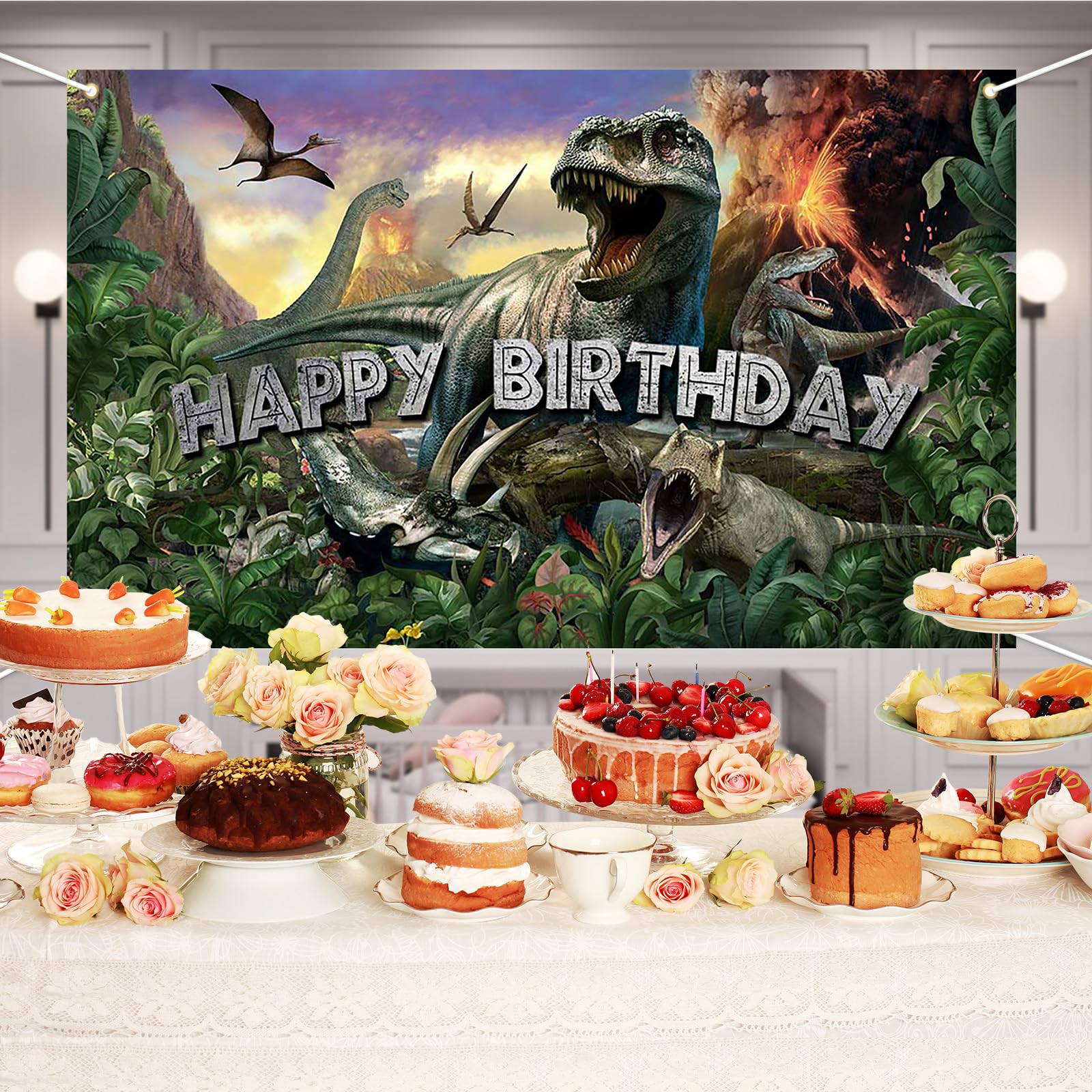 Foto 6 pulgar | Decoración De Fiesta, Telón De Fondo Para Cumpleaños De Dinosaurios Avezano - Venta Internacional.