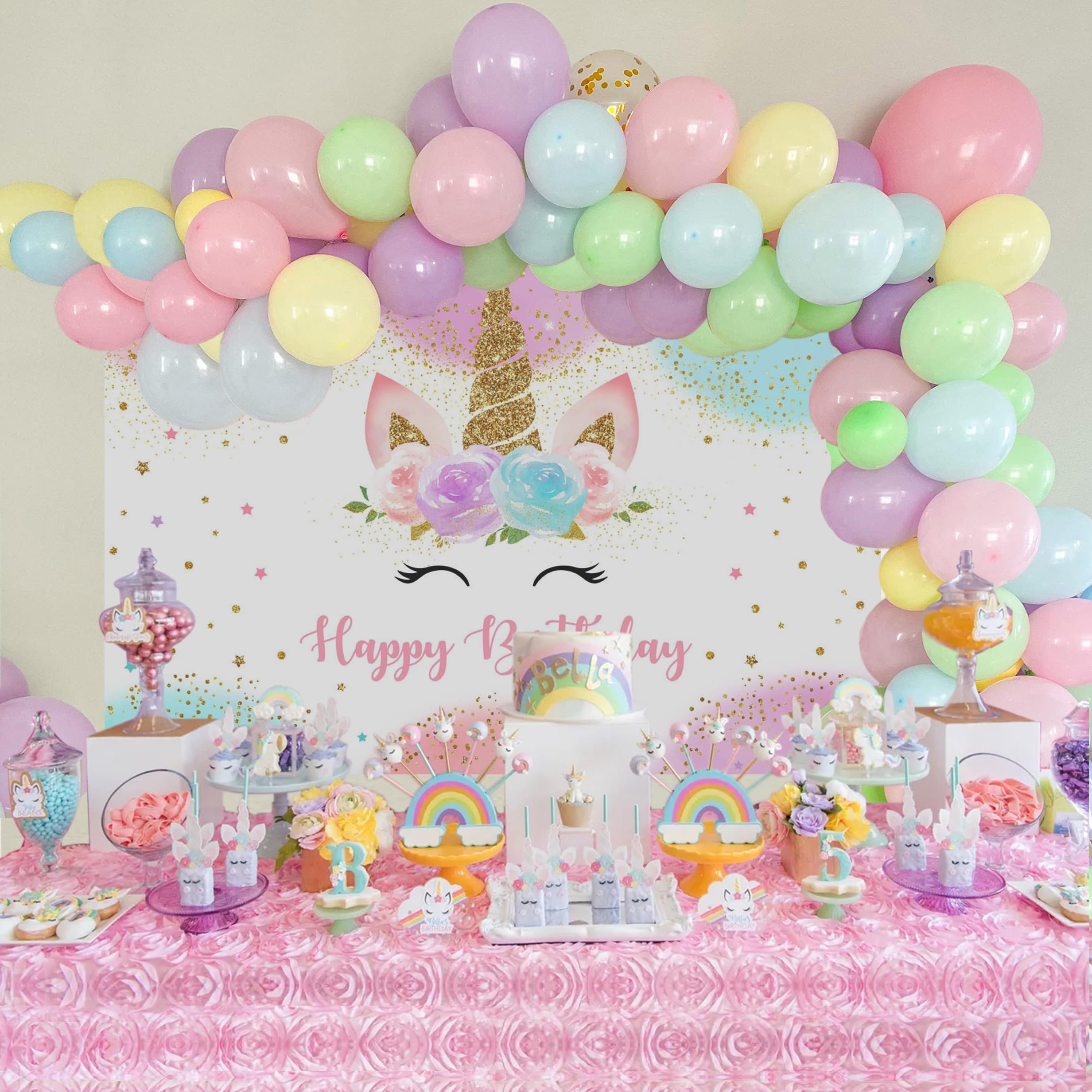 Foto 3 pulgar | Fondo De Vinilo Para Fiesta De Cumpleaños Con Diseño De Unicornio, 150 X 100 Cm - Venta Internacional.
