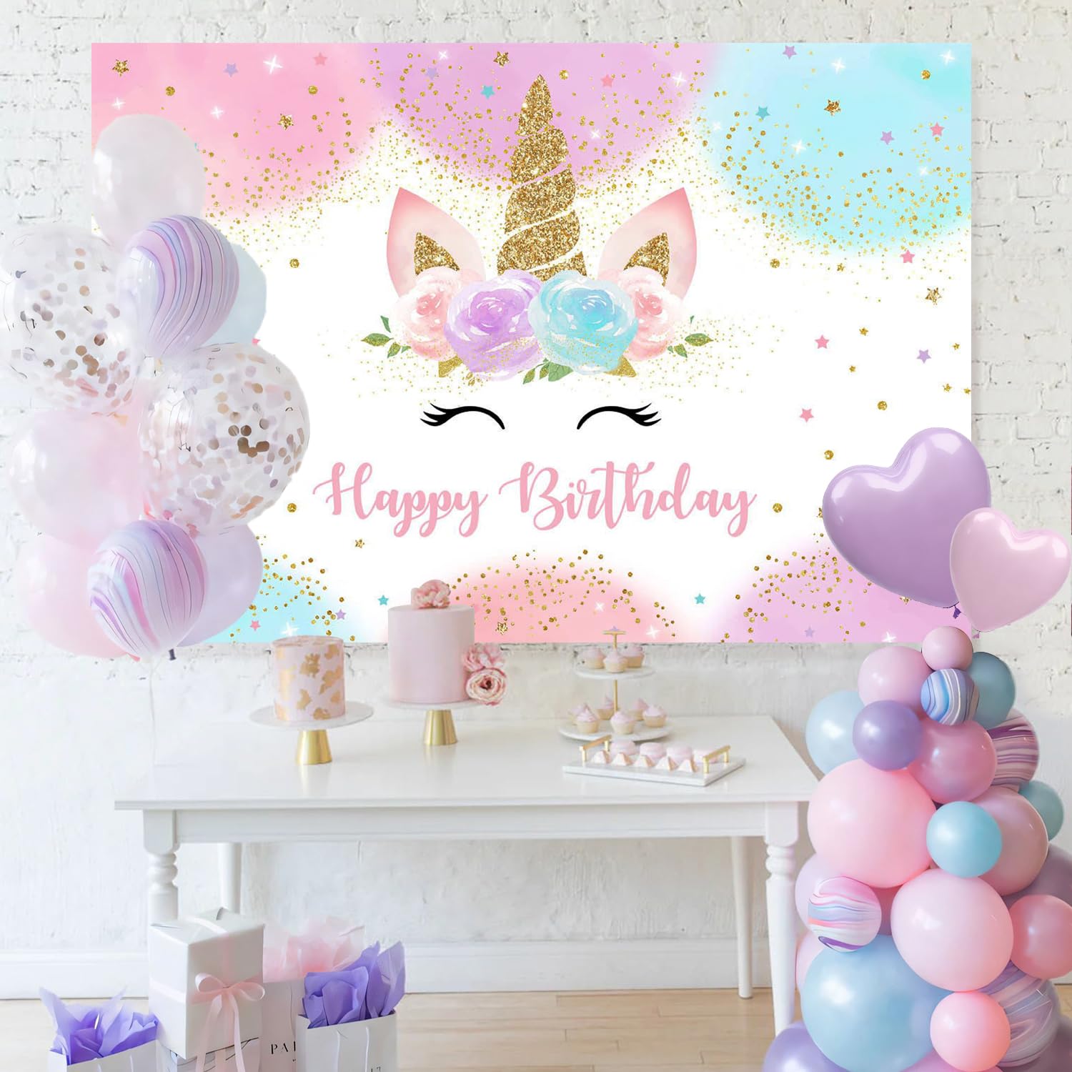 Foto 4 pulgar | Fondo De Vinilo Para Fiesta De Cumpleaños Con Diseño De Unicornio, 150 X 100 Cm - Venta Internacional.