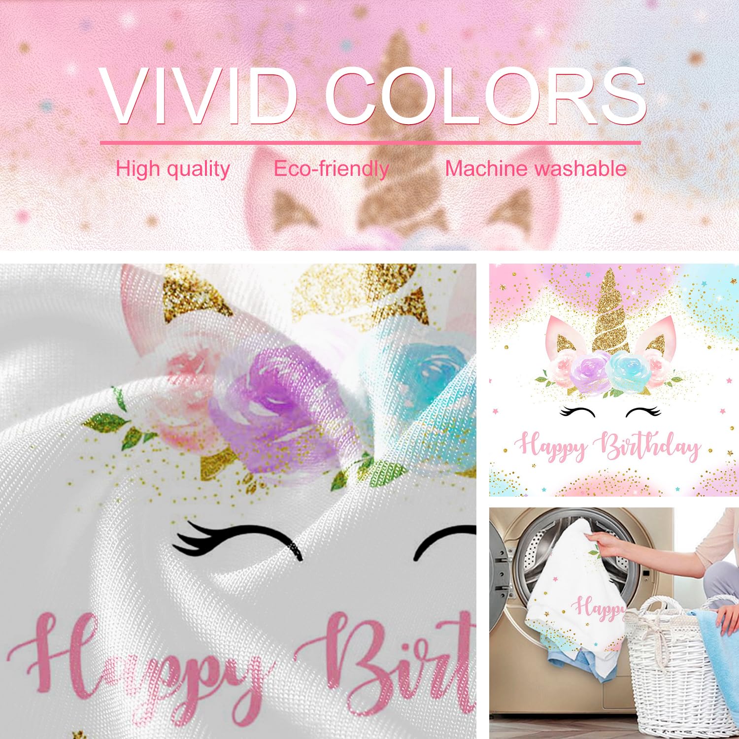 Foto 6 pulgar | Fondo De Vinilo Para Fiesta De Cumpleaños Con Diseño De Unicornio, 150 X 100 Cm - Venta Internacional.