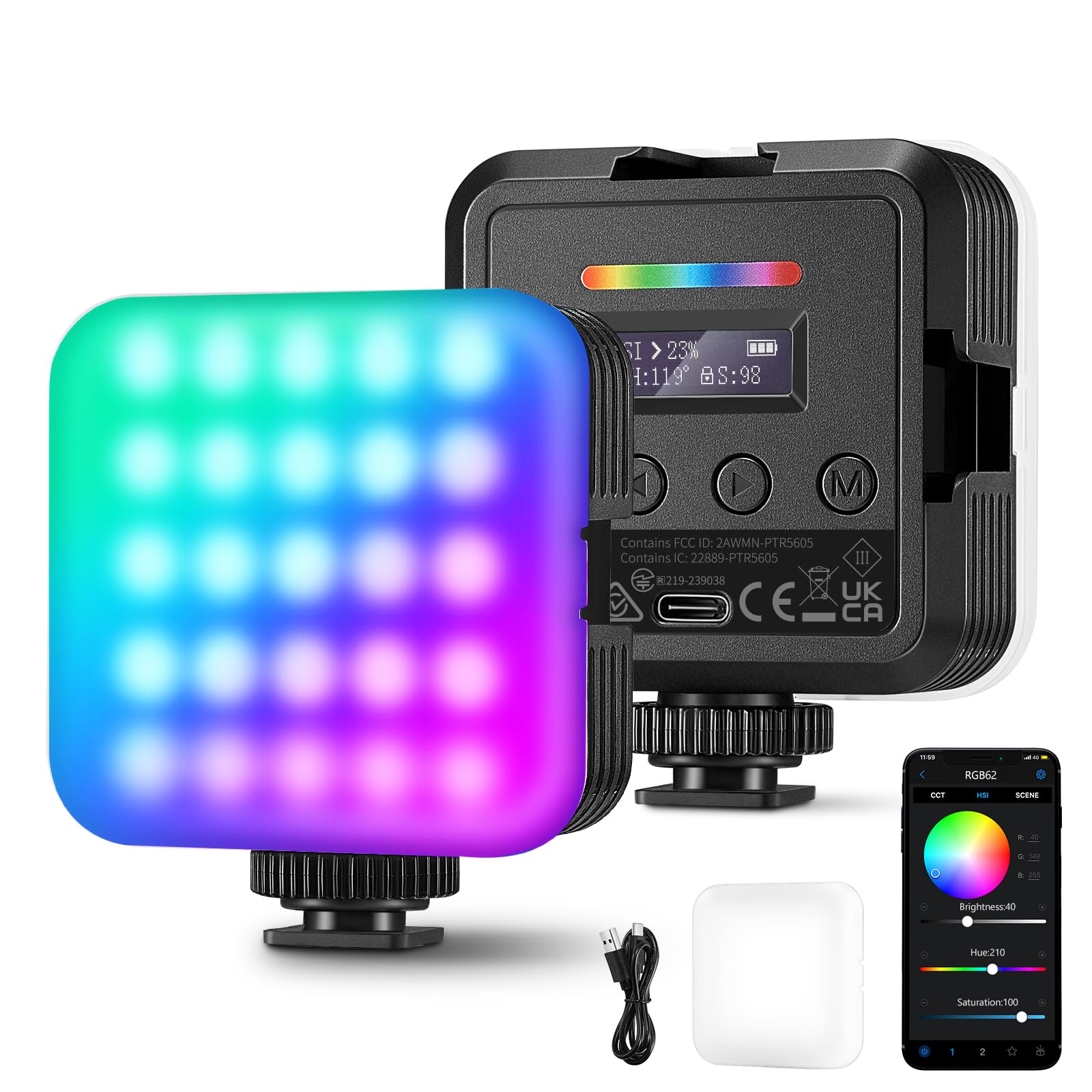 Foto 2 pulgar | Lámpara De Vídeo Rgb Neewer Rgb62 Con Control App Cri97+ 2500k-8500k - Venta Internacional.