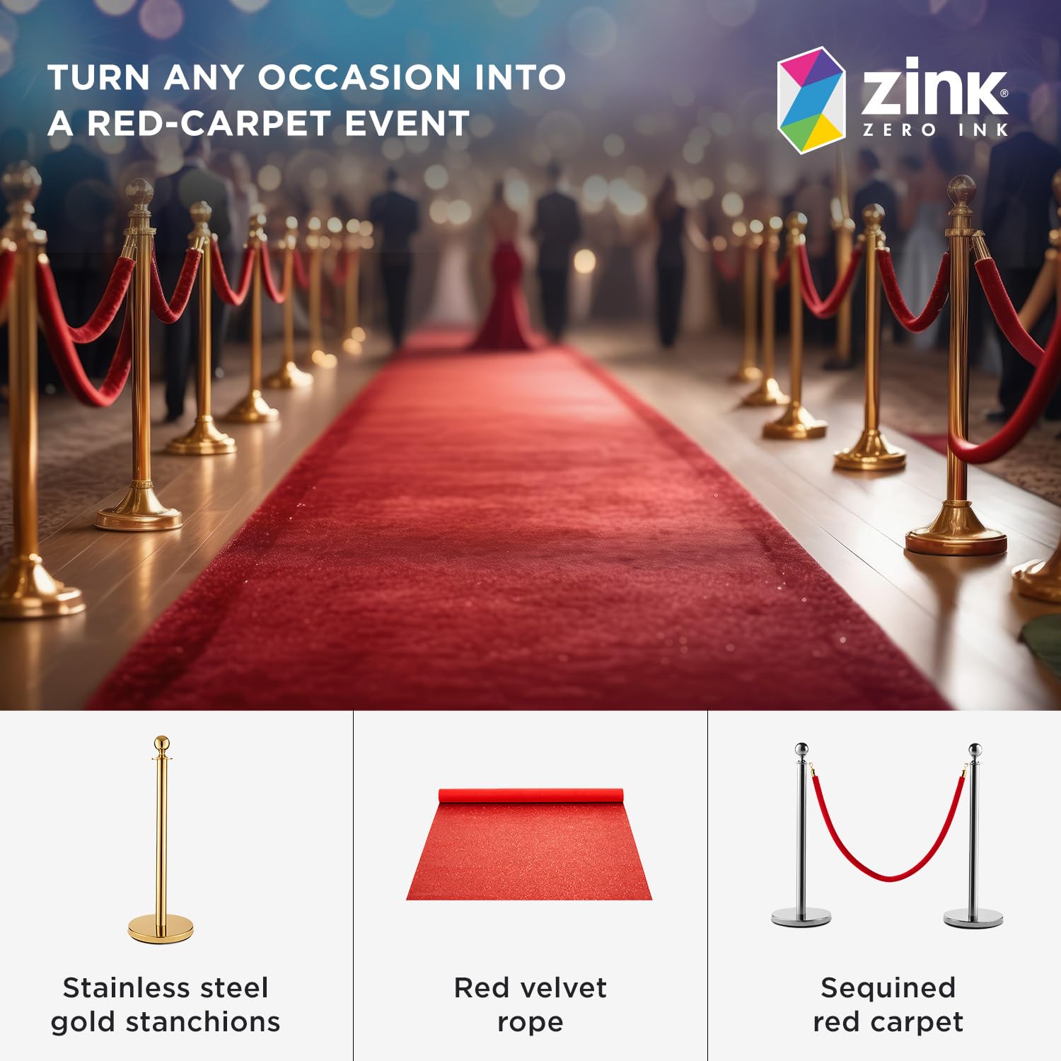 Foto 3 | Red Carpet Bundle Zink, 4 Unidades, 90 Cm, Puntales De Acero Inoxidable - Venta Internacional.