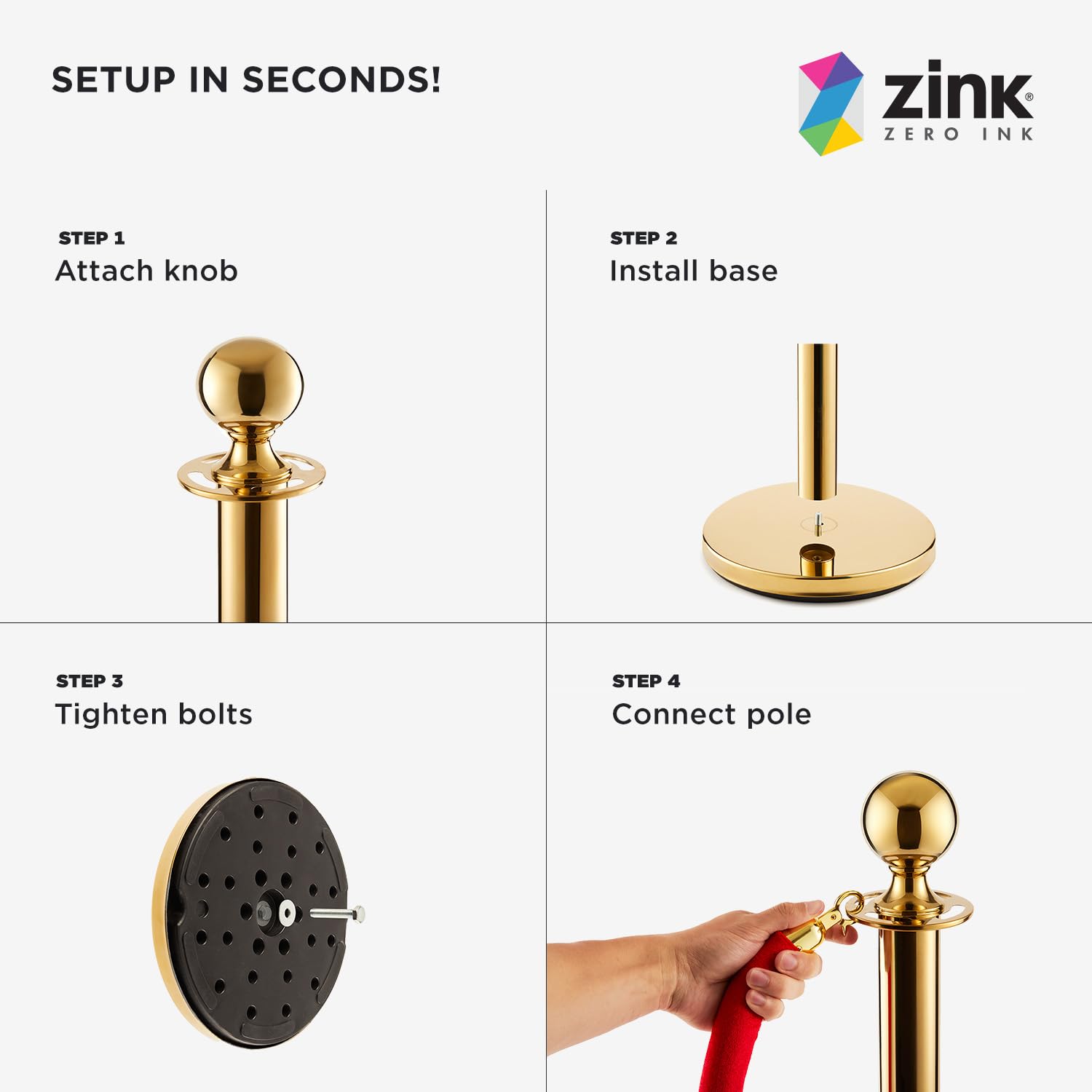 Foto 4 | Red Carpet Bundle Zink, 4 Unidades, 90 Cm, Puntales De Acero Inoxidable - Venta Internacional.