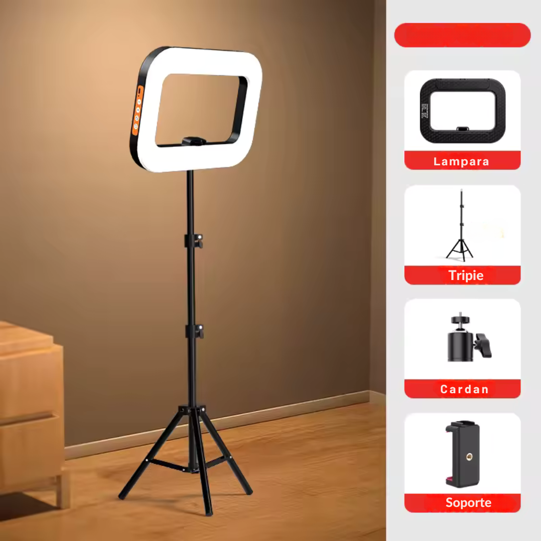 Foto 4 pulgar | Aro De Luz Led Rectangular Con Trípode 2.1m