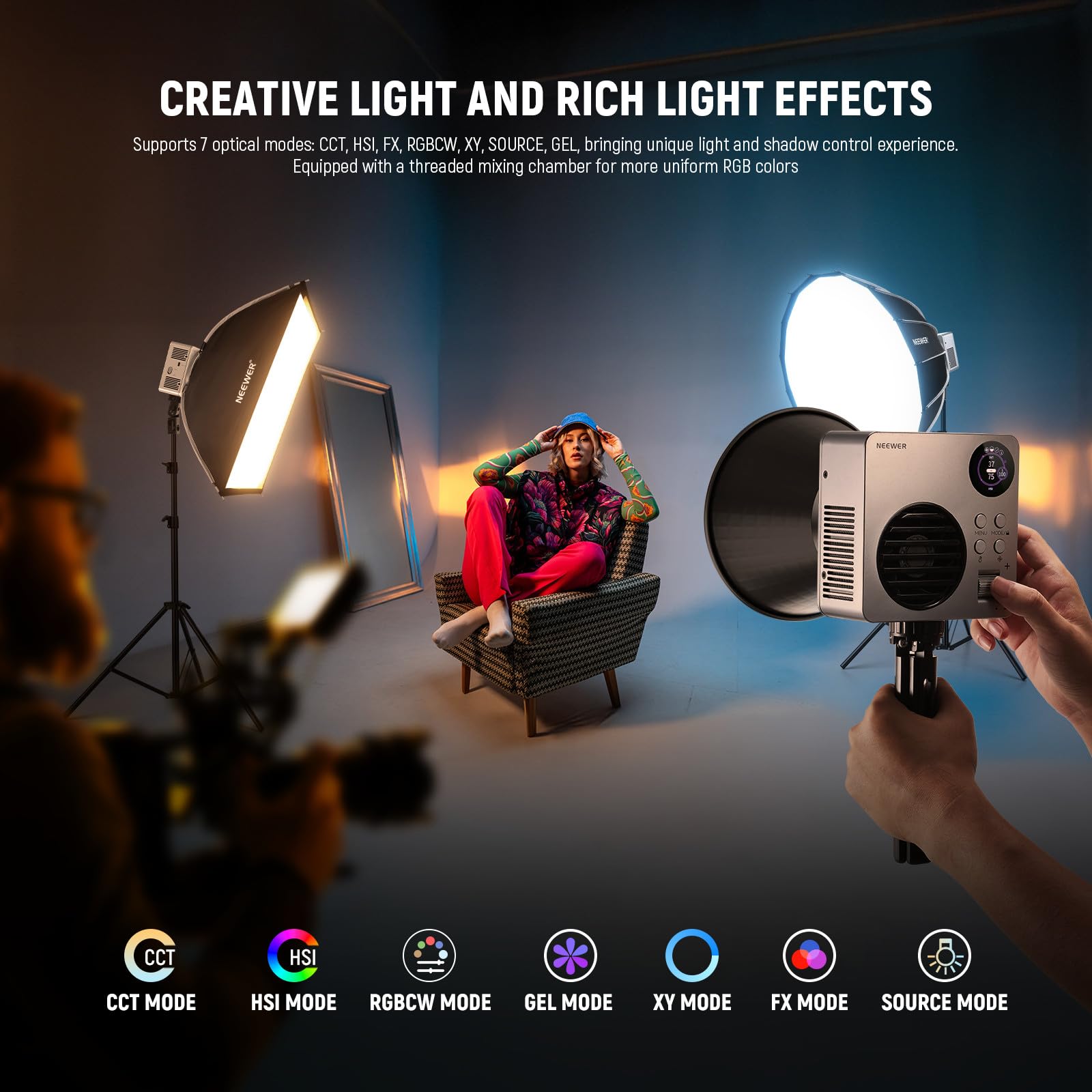 Foto 3 | Lámpara Led De Vídeo Neewer Hb80c Rgbww De 80 W Con Batería De 72 Wh, 100 W Pd - Venta Internacional.