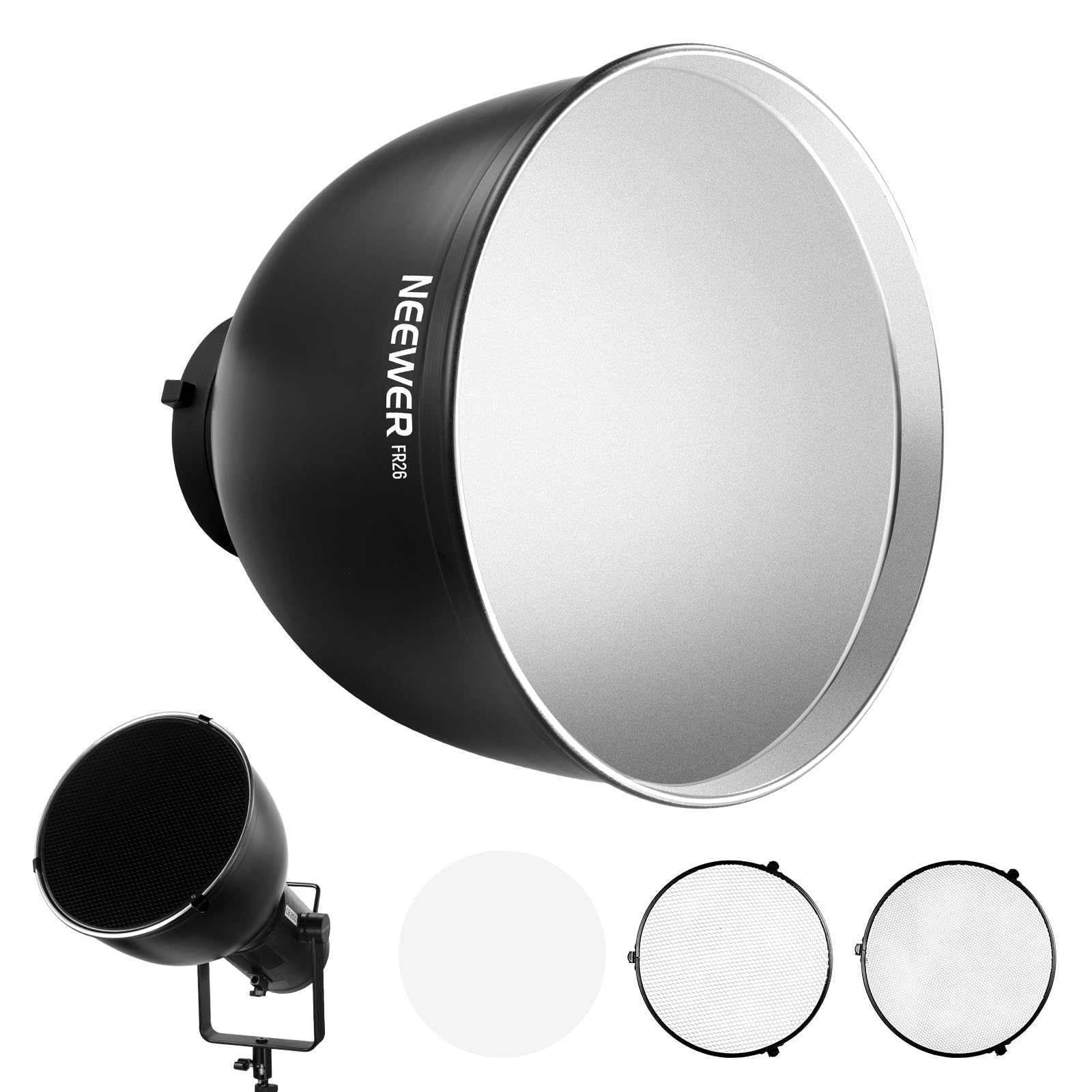 Foto 2 pulgar | Reflector Neewer Fr26 De 26,5 Cm Con Rejillas En Forma De Panal Y Difusor - Venta Internacional.